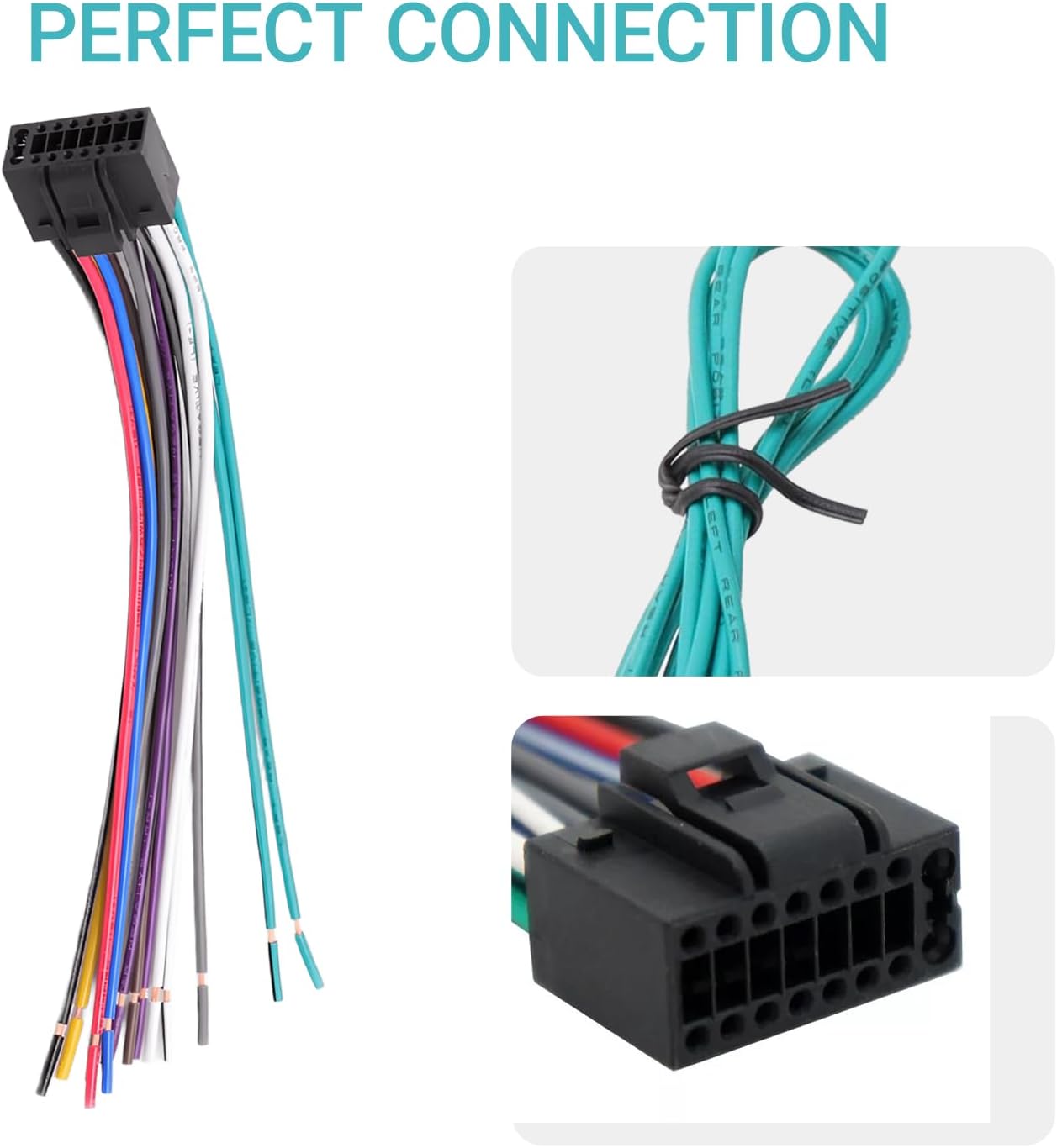 YYTQP 16 Pins Car Stereo Wiring Harness, Radio Wiring Harness Connector Compatible with Kenwood KDC KRC KMD Aftermarket