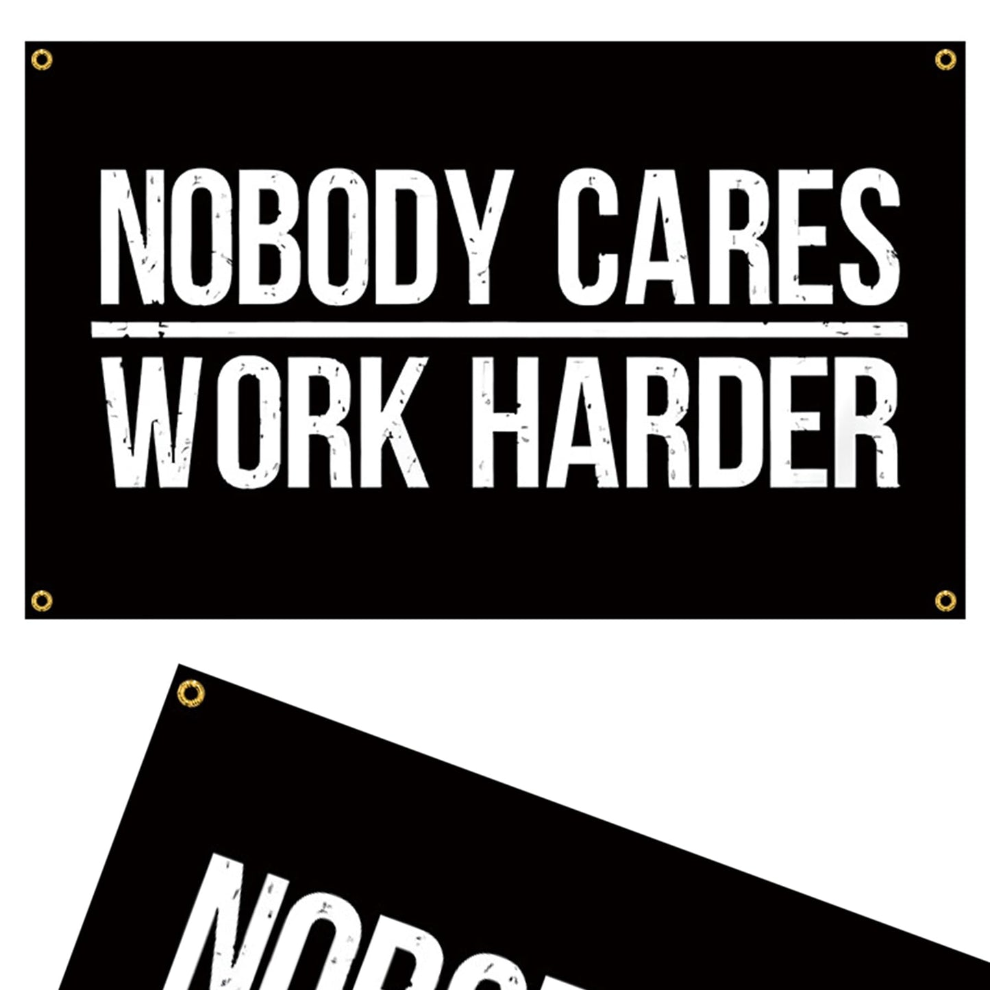 CoguZed 3x5 Feet Nobody Cares Work Harder Flag, Motivational Gym Flag Banner with 4 Brass Grommets, Gym Poster Sign for Home Gym, Fitness Workout Wall Decor for Men Women
