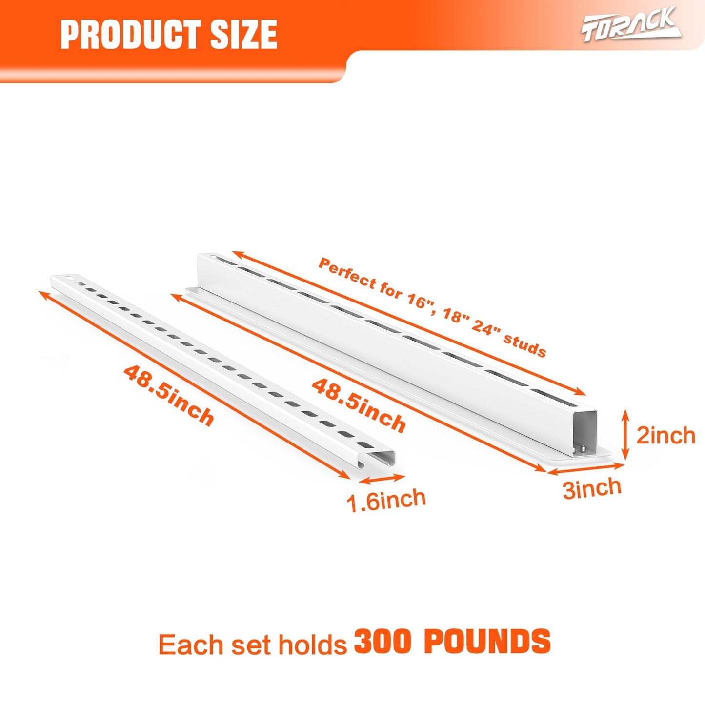 TORACK Garage Ceiling Bin Storage Rack, Overhead Tote Storage Rail System Heavy Duty Adjustable Tote Slide Rails Garage Bins Storage System(White, Bins are not included)