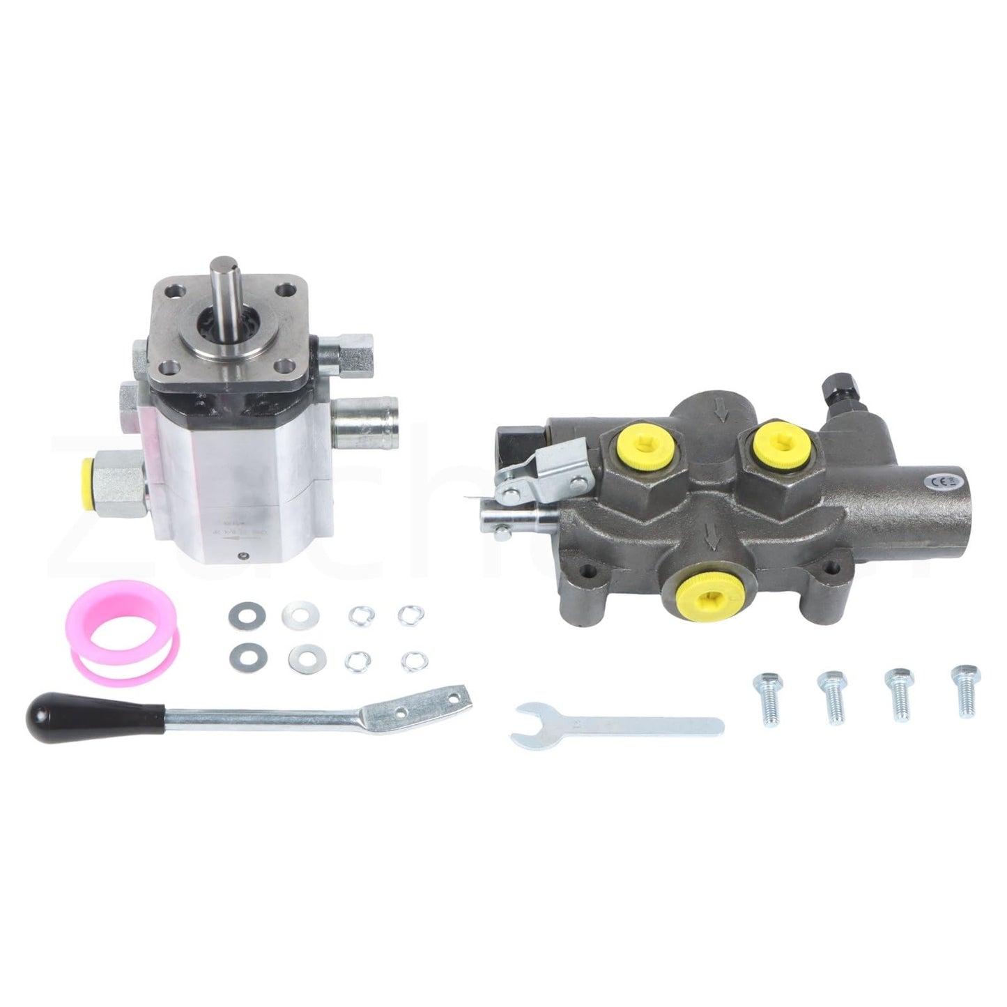 Zachager Hydraulic Log Splitter Pump Kit - 16 GPM 2-stage pump, coupler, mount and hardware - 1" inlet, 1/2" NPT outlet, 3600RPM, 4000 PSI, for small engine log splitters