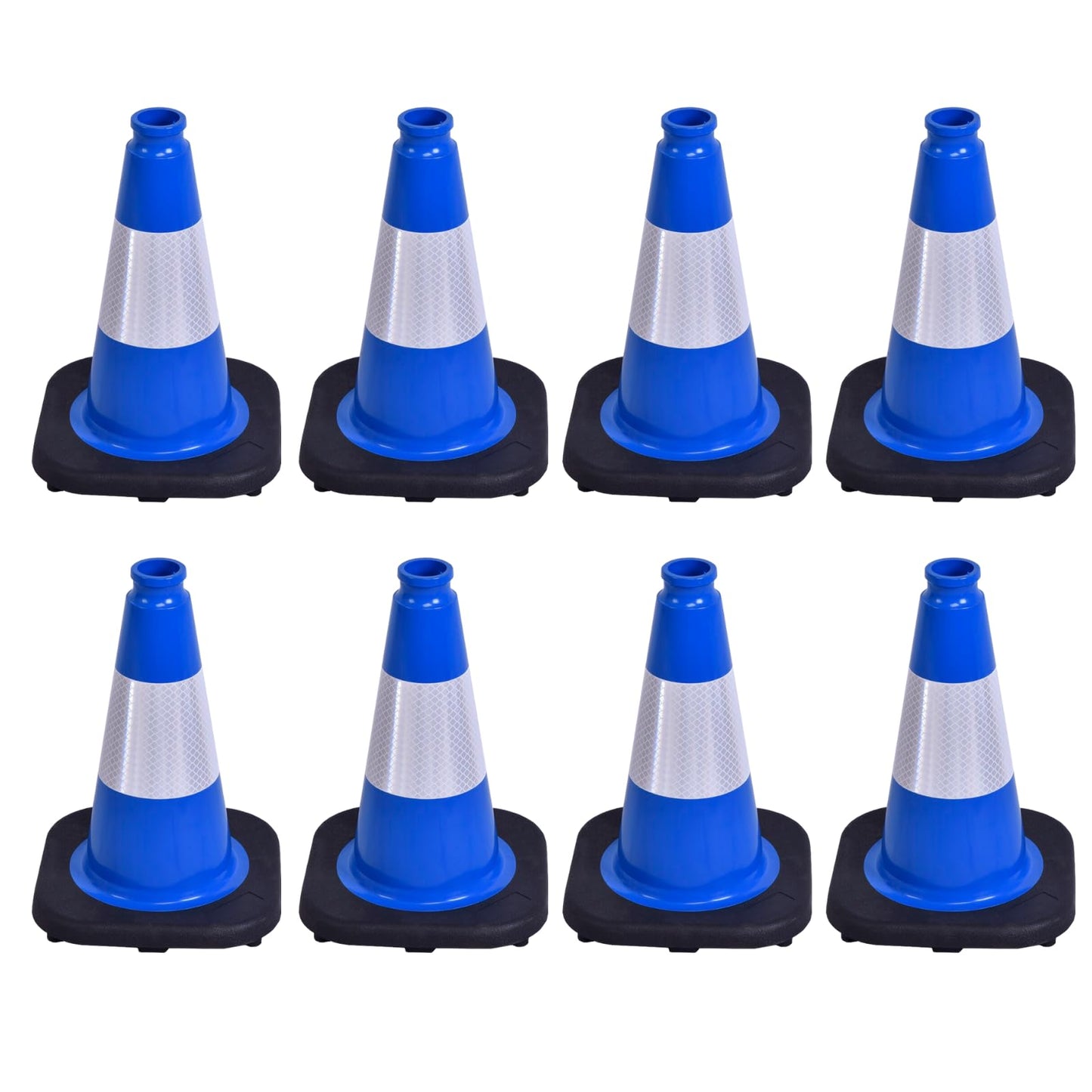 OranclUS 8 Pack 12 Inch Blue Safety Cones Durable with Black Base, Driveway Markers, Skating Practice, Pet Agility Training, Parking Lot Use (8, Blue, 12 Inch)
