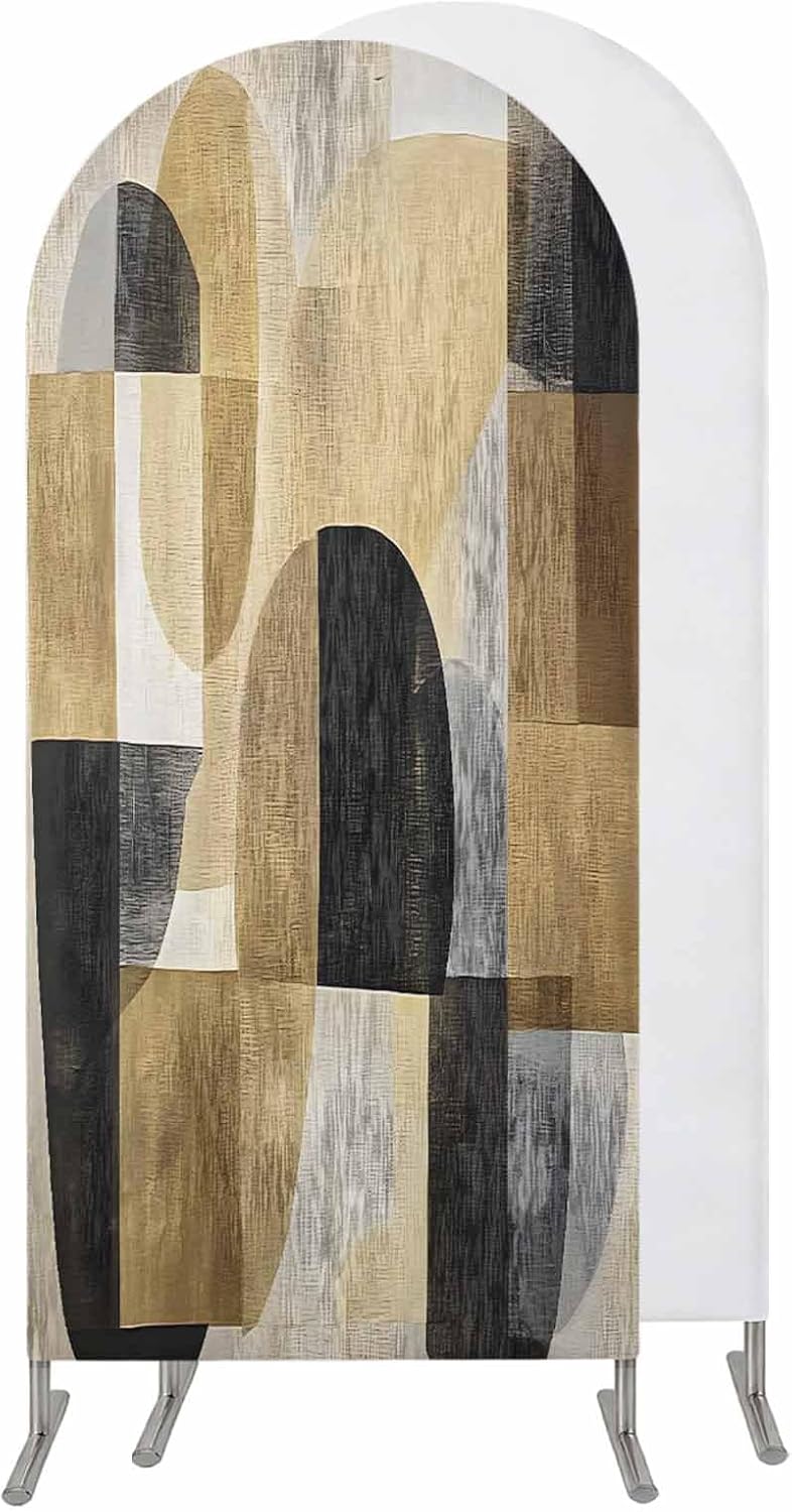 Jnbasdffb 7.2 Vintage Boho Wedding Arch Cover, Stretchy Spandex Arch Backdrop Stand Covers FT, Abstract Oil Painting