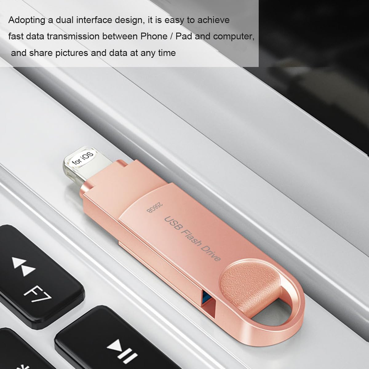 DEZOBYTE USB3.0 256GB 2in1 MS02 Flash Drive Phone Photo Stick for i Phone Android USB C and Computer Pink