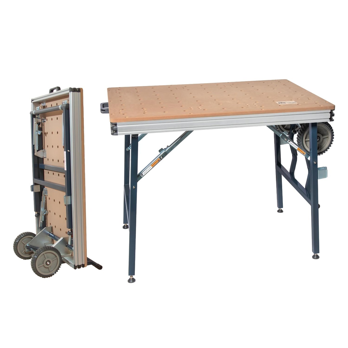 POWERTEC Multi-Functional Project Table with Wheels | Workbench with 3/4" Bench Dog Hole Pattern for Sanding, Cutting, and Woodworking Projects (MT4012)