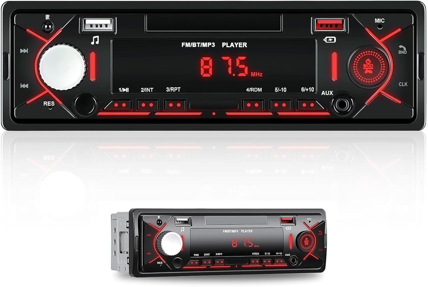 CAMECHO MP3/U Car Radio Bluetooth Single DIN Car Stereo Audio, Car Audio with Bluetooth Handsfree/FM/ Disk/AUX/USB