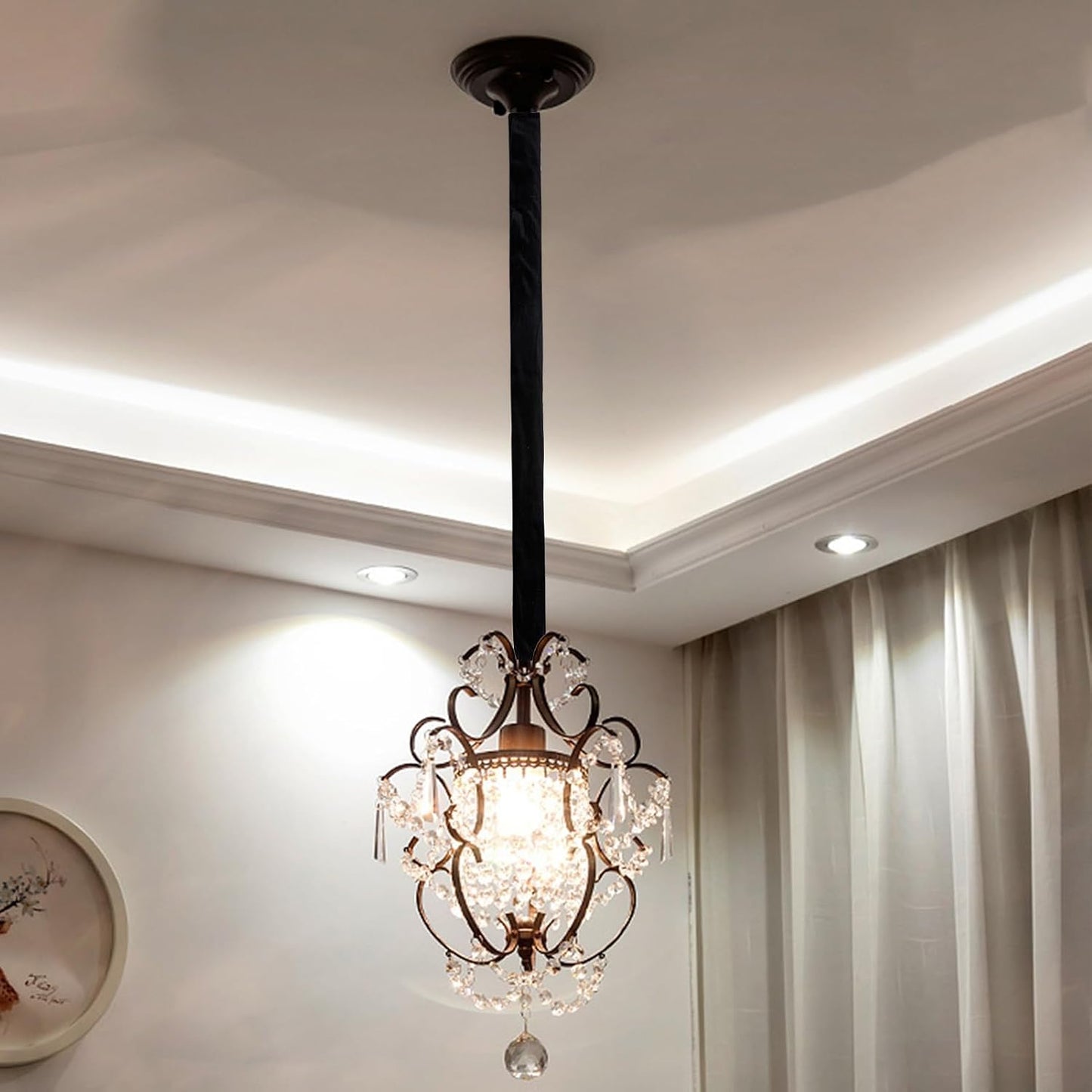 2 39.4 inches NICENEEDED PCS Chandelier Fabric Cord Cover, Black Chandelier Chain CoverChain Cable Sleeve, Velvet Cloth