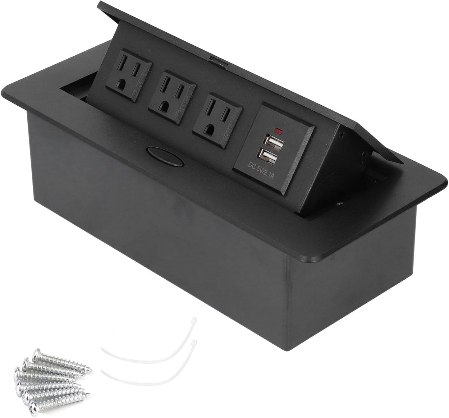 Wisoqu Recessed Power Strip, Slow Opening Power Socket with USB Charging Ports, Furniture Hidden Charging Station