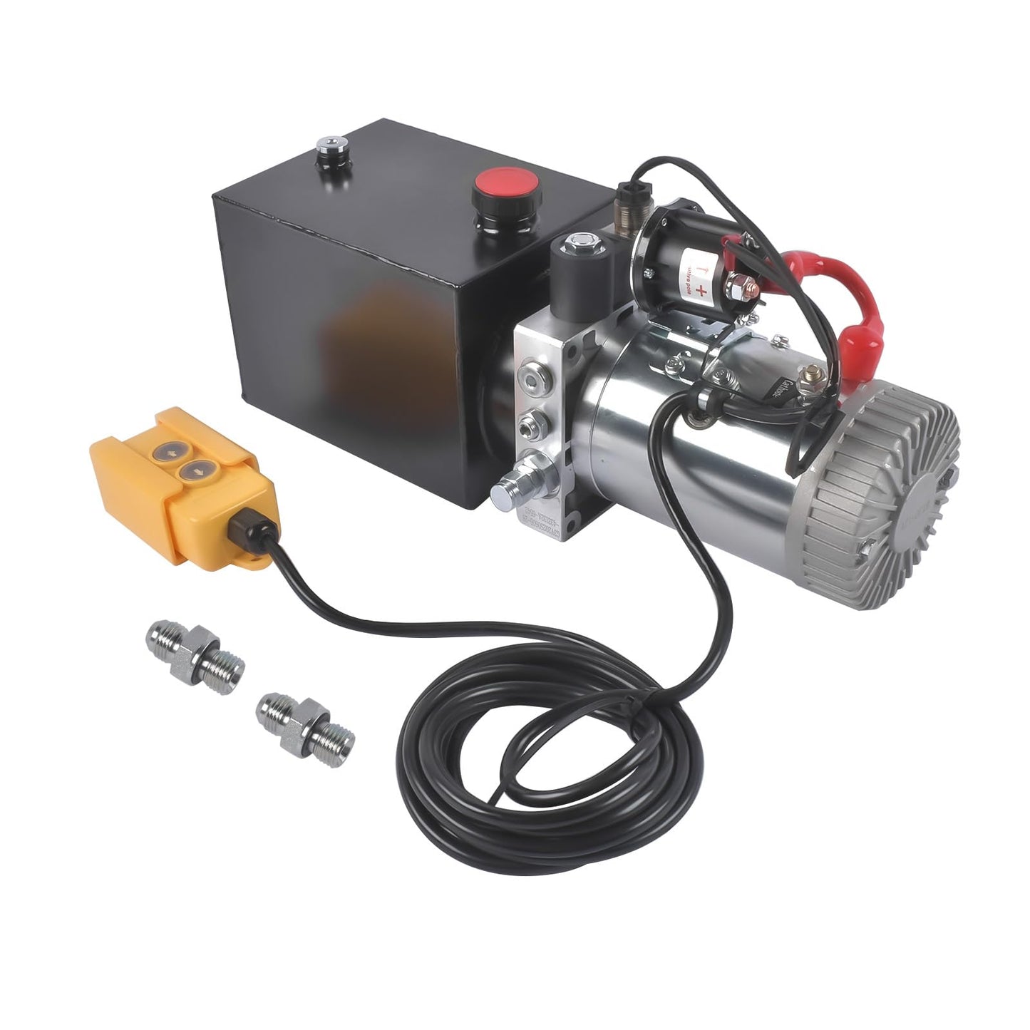4 Quart Hydraulic Power Unit 1.6kW Power, 12V DC Single Acting Hydraulic Pump, 3200 PSI Max Pressure, for Dump Trailers, Car Lifts, DIY Hydraulic Systems, Steel (GC01) & Aluminium Alloy
