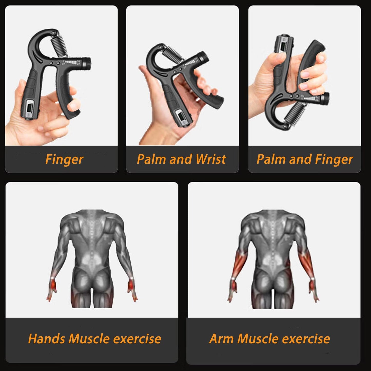Strengthener Hand Grip Trainer Number Counter Forearm Finger Wrist Gripper Exerciser 5-60kg Adjustable Stretcher Squeezer Workout