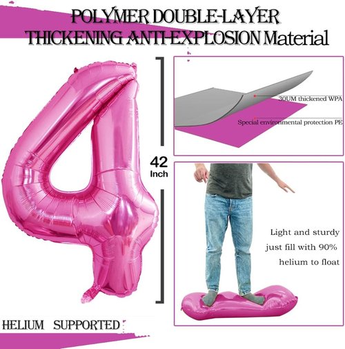 GOER Jumbo 42-Inch Hot Pink Number 24 Balloons - Perfect for 24th Birthday Party Decorations
