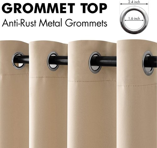 MIULEE Blackout Curtains - Thermal Insulated Room Darkening Drapes | 52 x 84 Inch Beige, 2 Panels Set