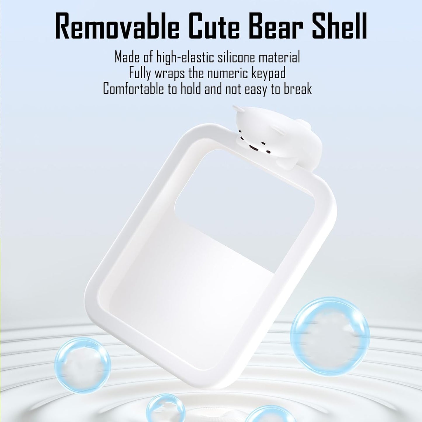Lomiluskr 2.4G Accounting Cute Wireless Numeric Keypad with Silicone Bear, Colorful Round Keycaps, USB Wireless