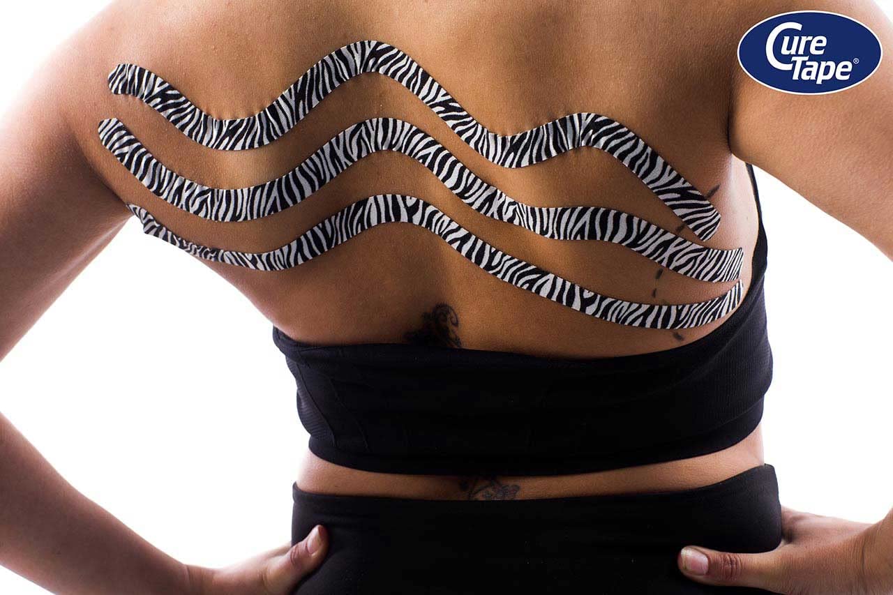 CureTape Art | Kinesiology Tape for Body Pain | Elastic Therapeutic | Waterproof Athletic | Long-Lasting Medical K (Zebra)