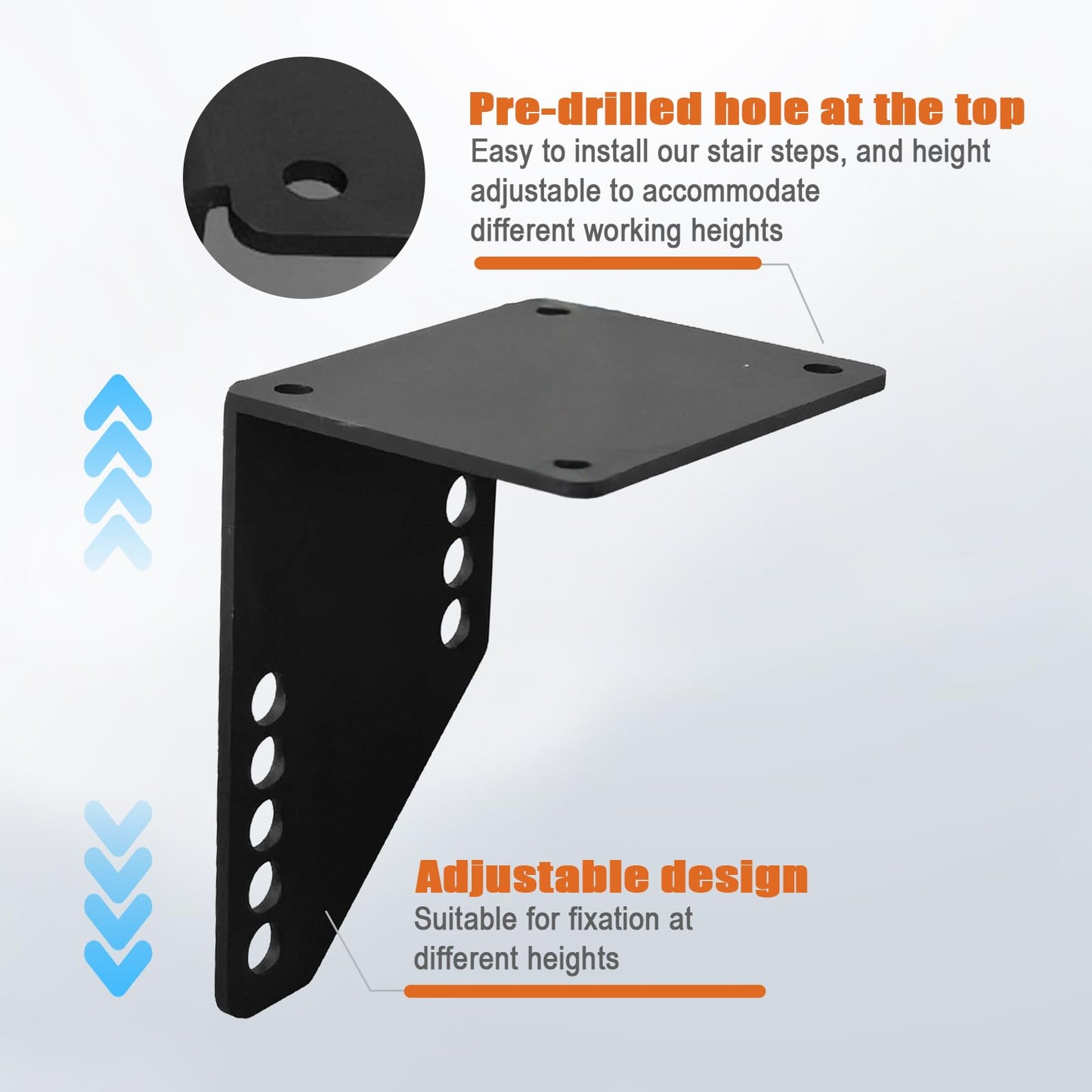OMMUU DIY Floating Stair Riser Brackets，Bolt Type Modern Floating Steps Vertical Plate Stand Rack,Mono Stringer Wooden Staircase Heavy-Duty Metal Brackets(No Screws Installed) (1)