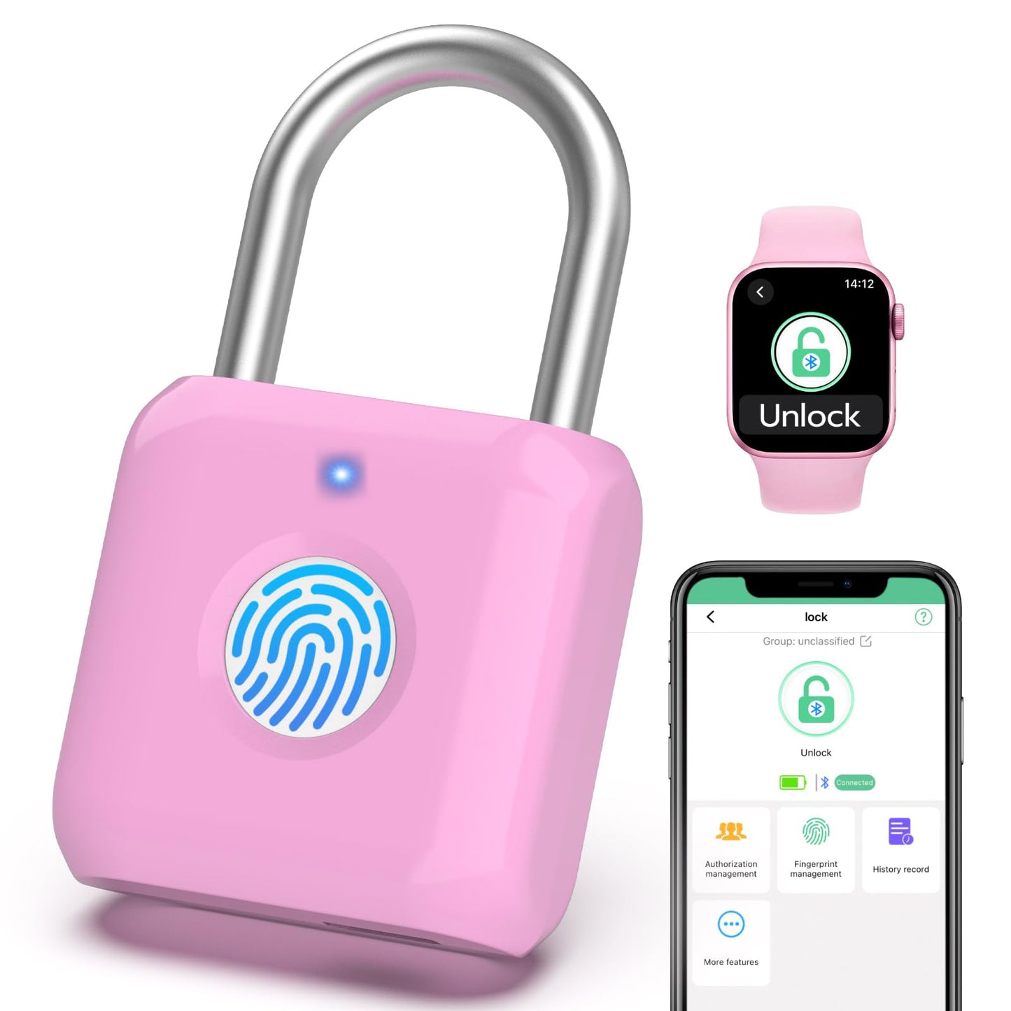 Fingerprint Padlock,Smart Padlock with APP Unlock,Fingerprint Locker Lock,USB Rechargeable for Gym Locker,Locker, School,Storage, Luggage