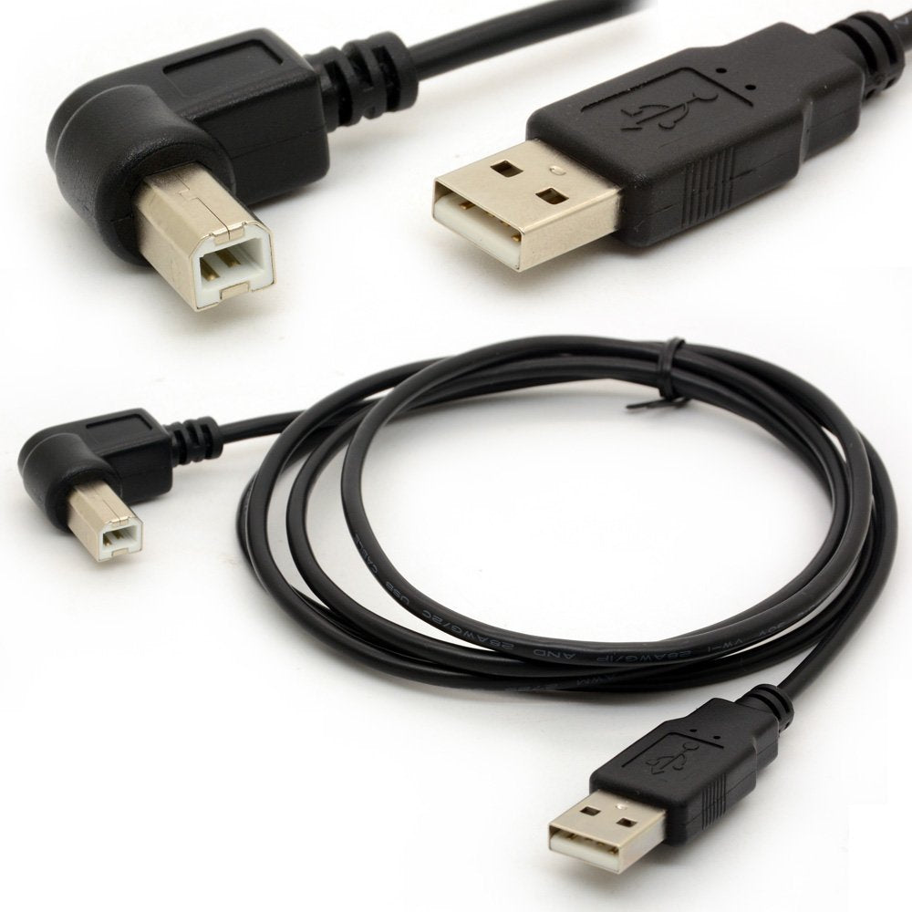 BSHTU 1.5M 90 2.0 480Mbps USB to Printer Adapter Cables Degree USB A Male to B Right Angle Plug Converter Lead High
