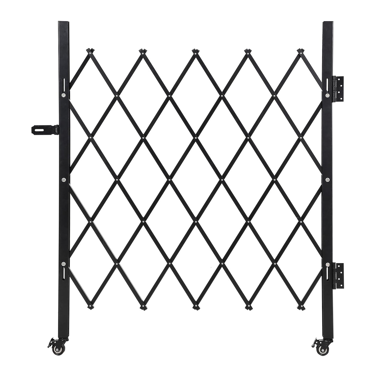 Single Expandable Gate, 87" H x 84" W Folding Security Gate, Folding Door Gate, Steel Accordion Security Gate, Flexible Garage door gate, 360° Rolling Barricade Gate, Scissor Gate or Door with Padlock