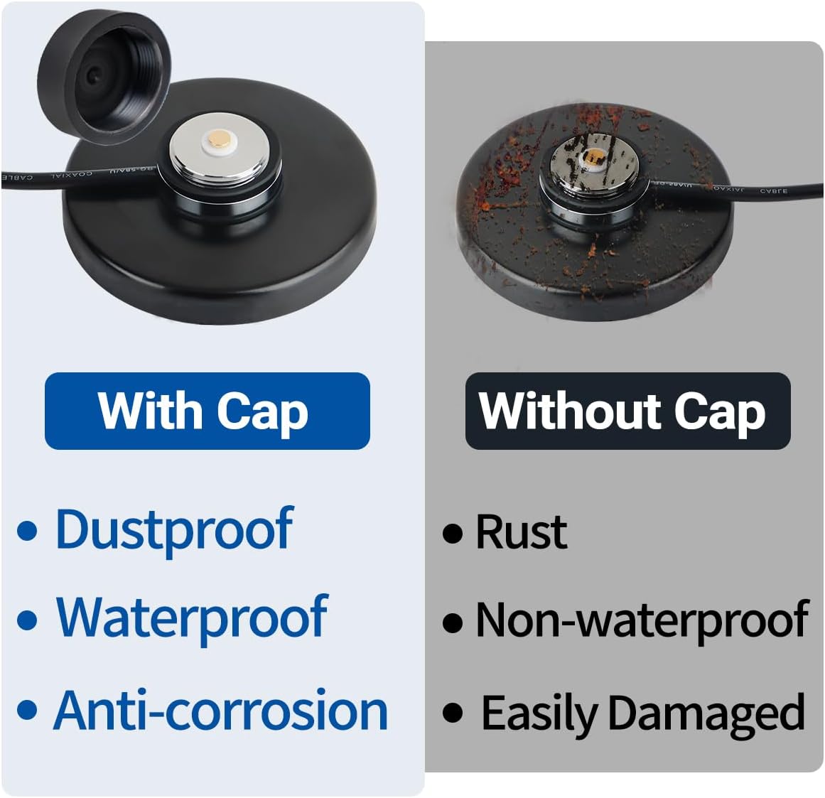 Arridioter 90mm PL259 16.4FT/5 NMO Antenna Mount Magnetic Base with Male Connector, Meters Coaxial Cable, Dust Cover
