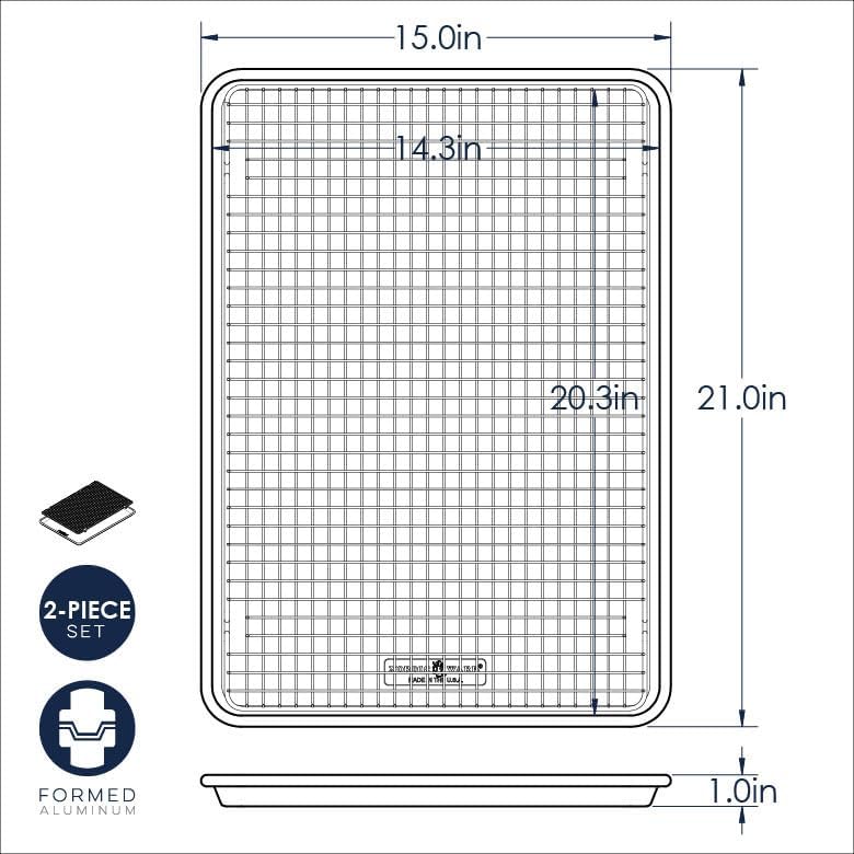 Nordic Ware Nonstick Big Sheet Baking Pan - Oven Safe Aluminum | 2-Piece Set