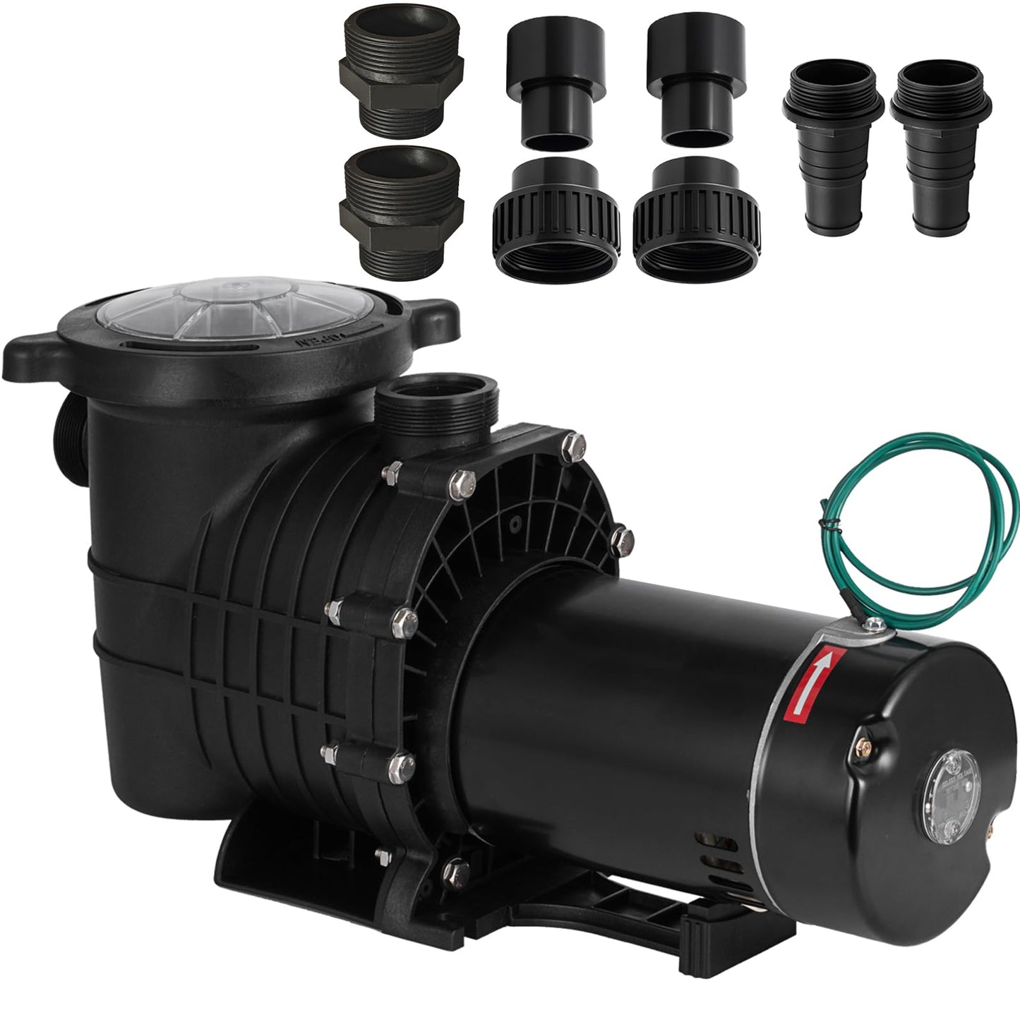 Hxgexin 2 HP Pool Pump 110 V/220 V Swimming Pool Pump 6840 GPH In/Above Ground Pool Pumps 1500 W Powerful Self Primming Pump for Residential/Commercial Pool, Spas and Hot Tubs, Landscape Fountain