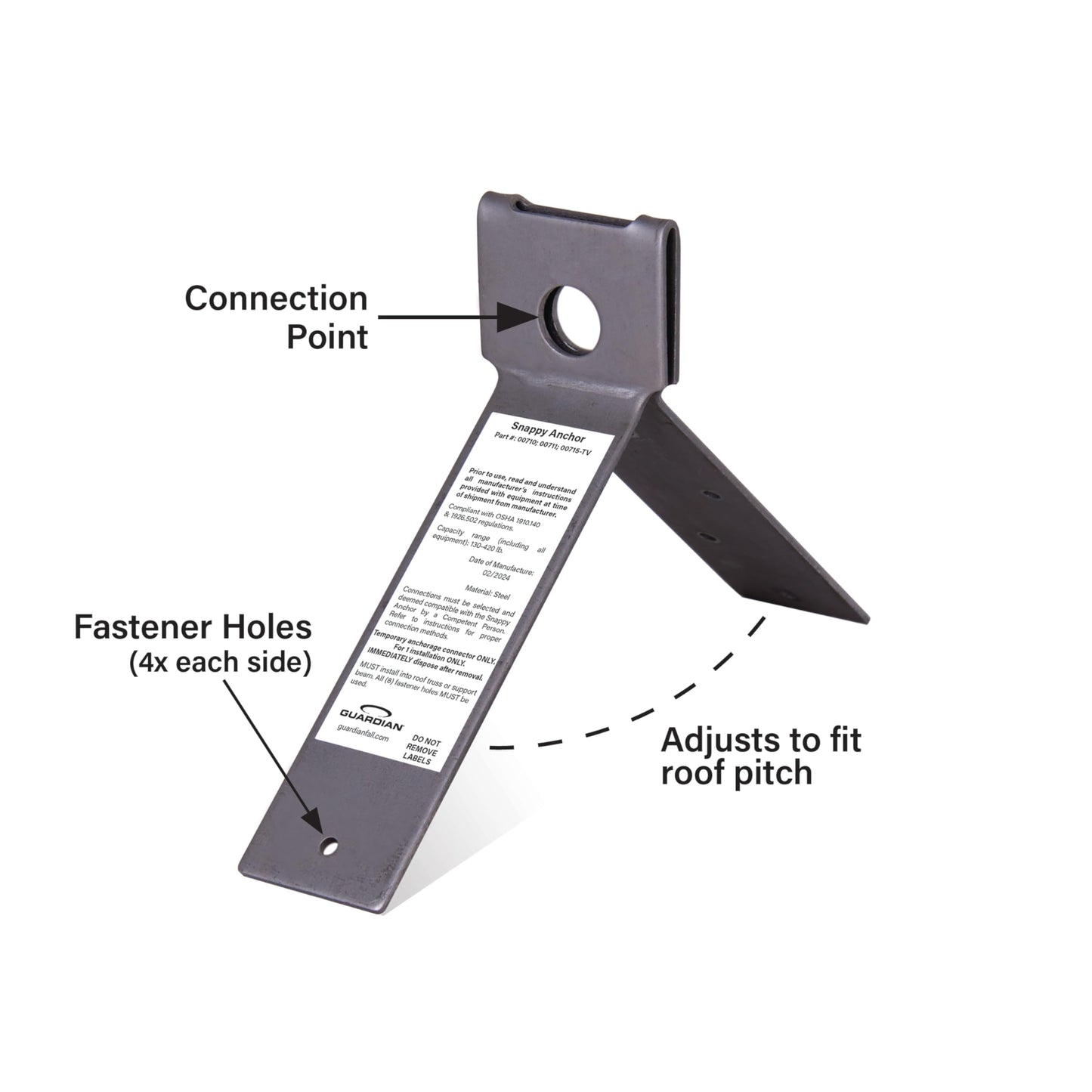 Guardian Fall Protection 00710 Snappy Disposable Anchor For Any Pitch Roof with 25 Nails