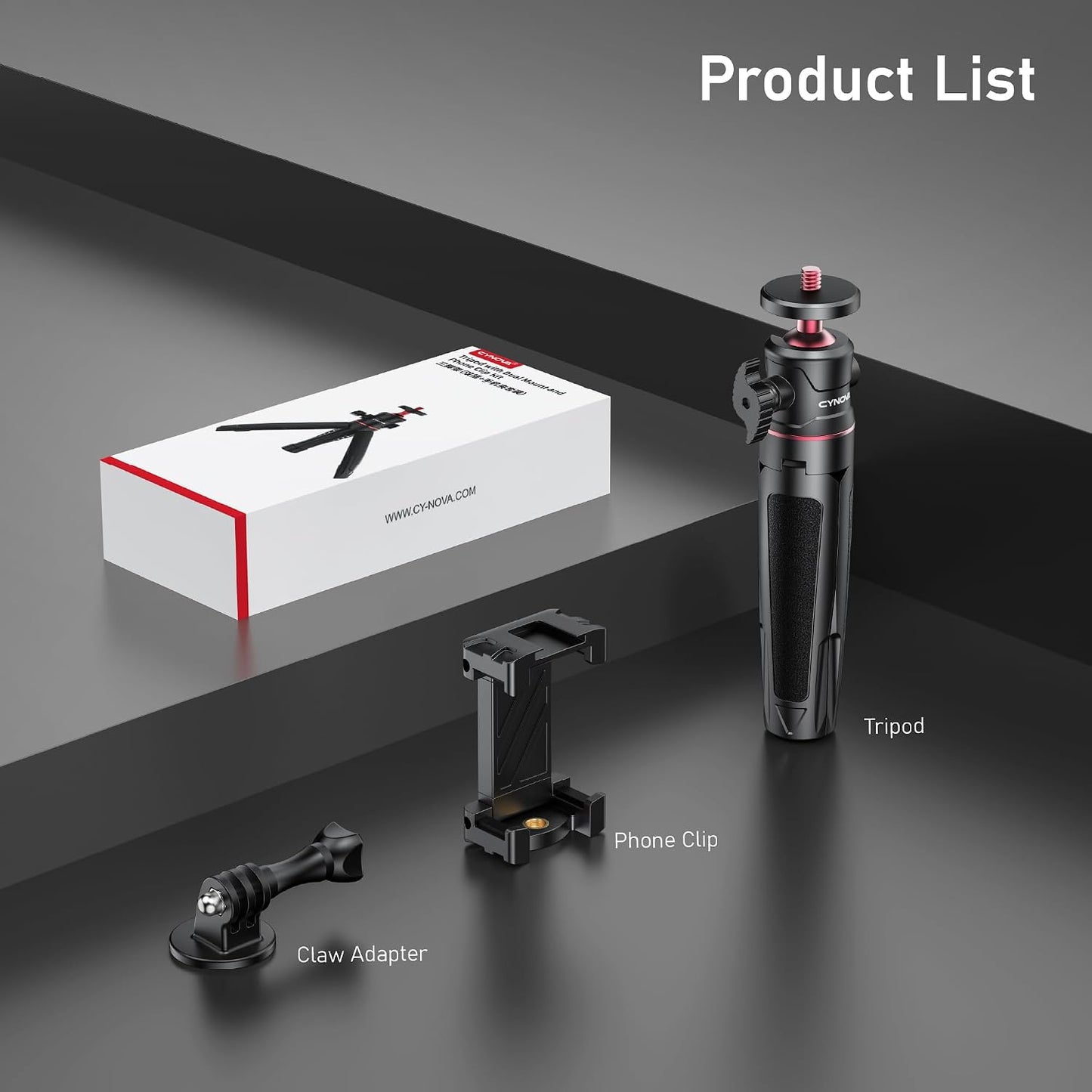 CYNOVA 3-in-1 Mini Extension Pole Tripod with Phone Holder, Handheld Tripod Selfie Stick, All-in-One Kit