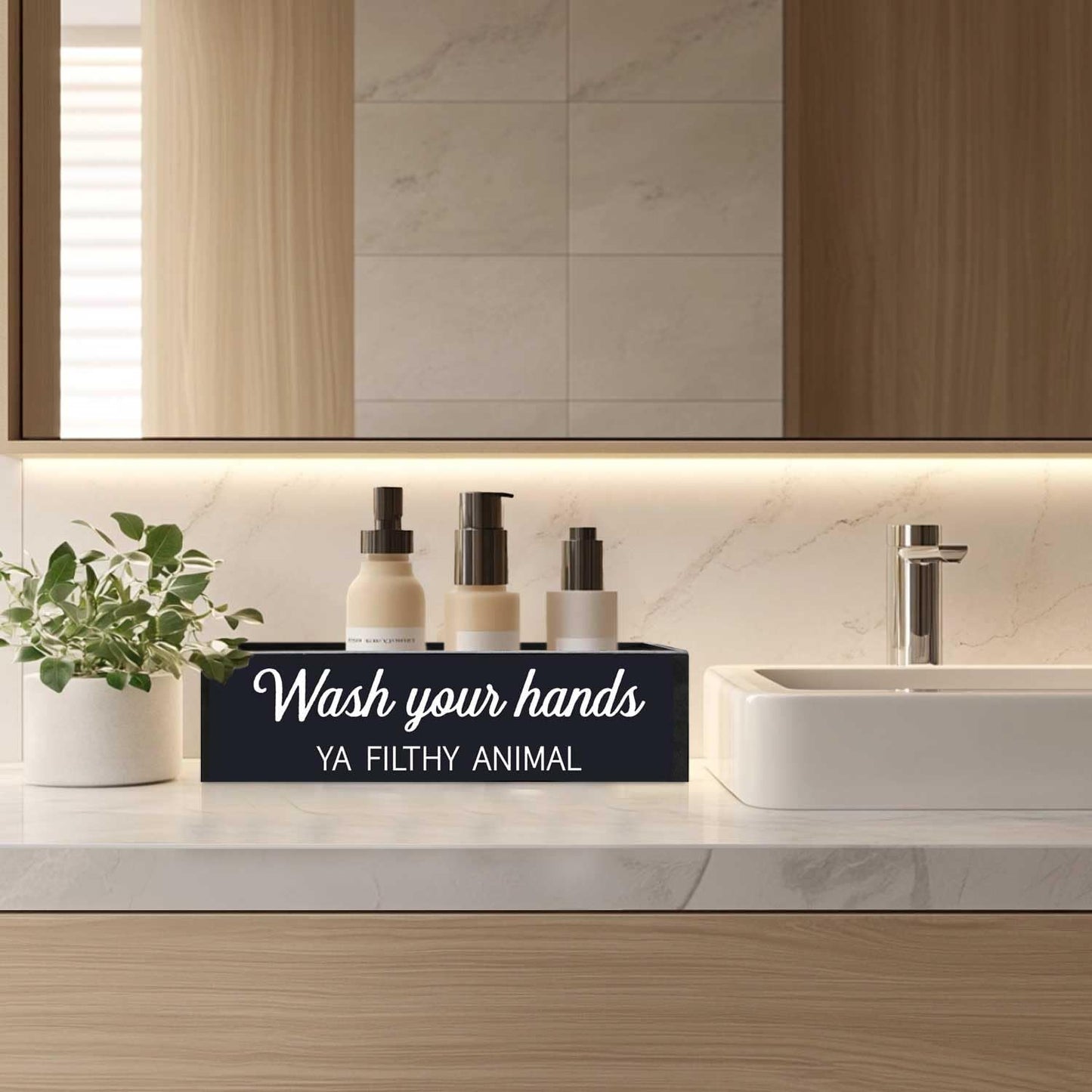 Skiennix Bathroom Decor Box - Rustic Toilet Paper Basket with Farmhouse Signs | Black Color