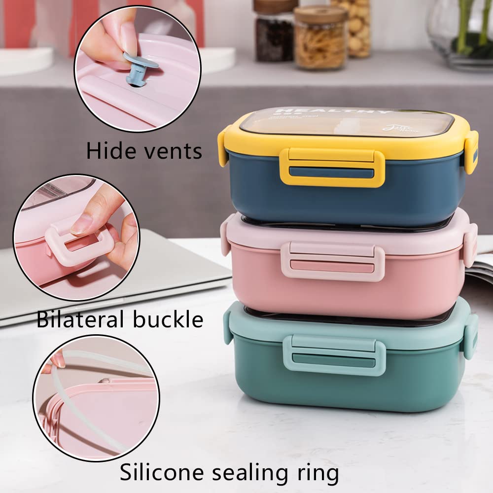 Lille Home 28oz Stainless Steel Leakproof 2-Compartment Bento Lunch Box/Portion Control Food Container with Lunch Bag and Cutlery Set, BPA Free