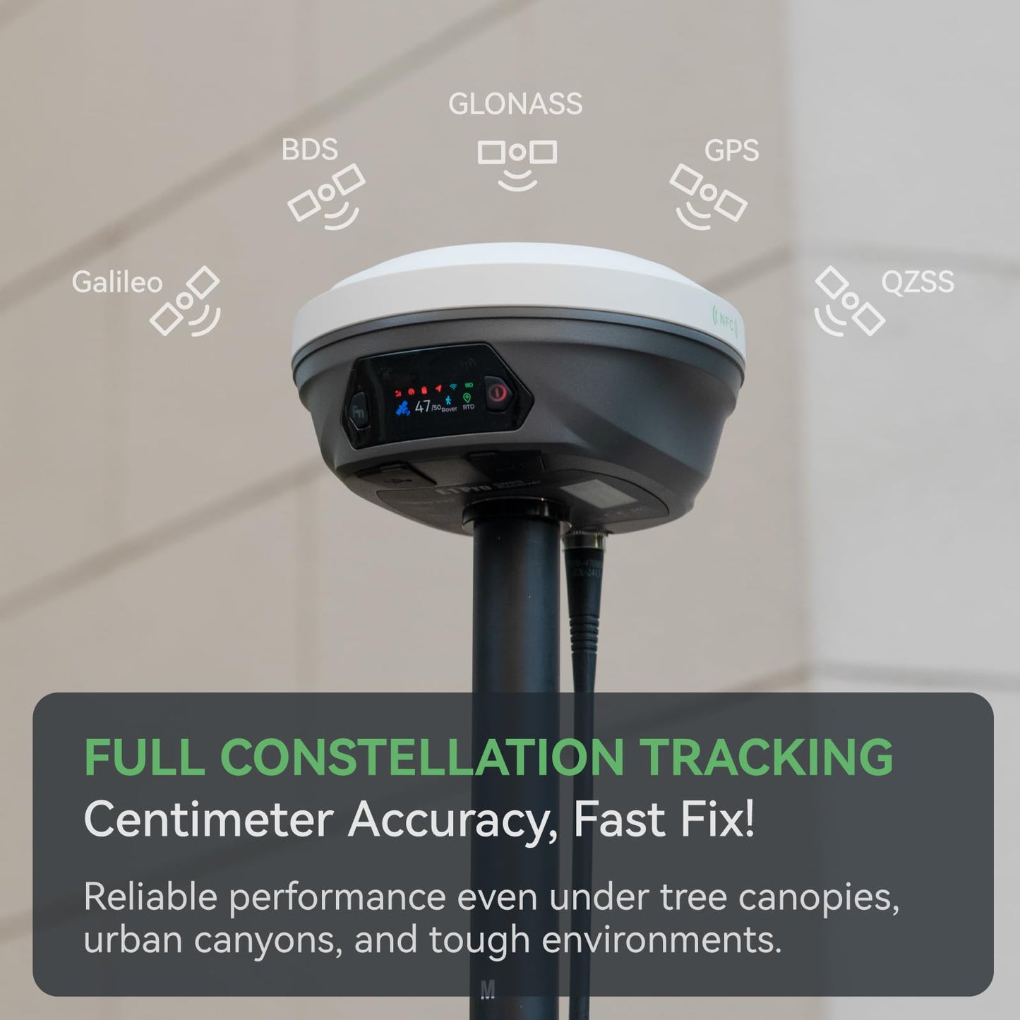 E1 Pro GNSS RTK Surveying Equipment, Over 20 Hours Endurance RTK GNSS with IMU Base & Rover, GPS RTK with Larger HD Screen and Larger Handheld Collector, 1cm Accuracy, 15km UHF Range, 60° Tilt Survey