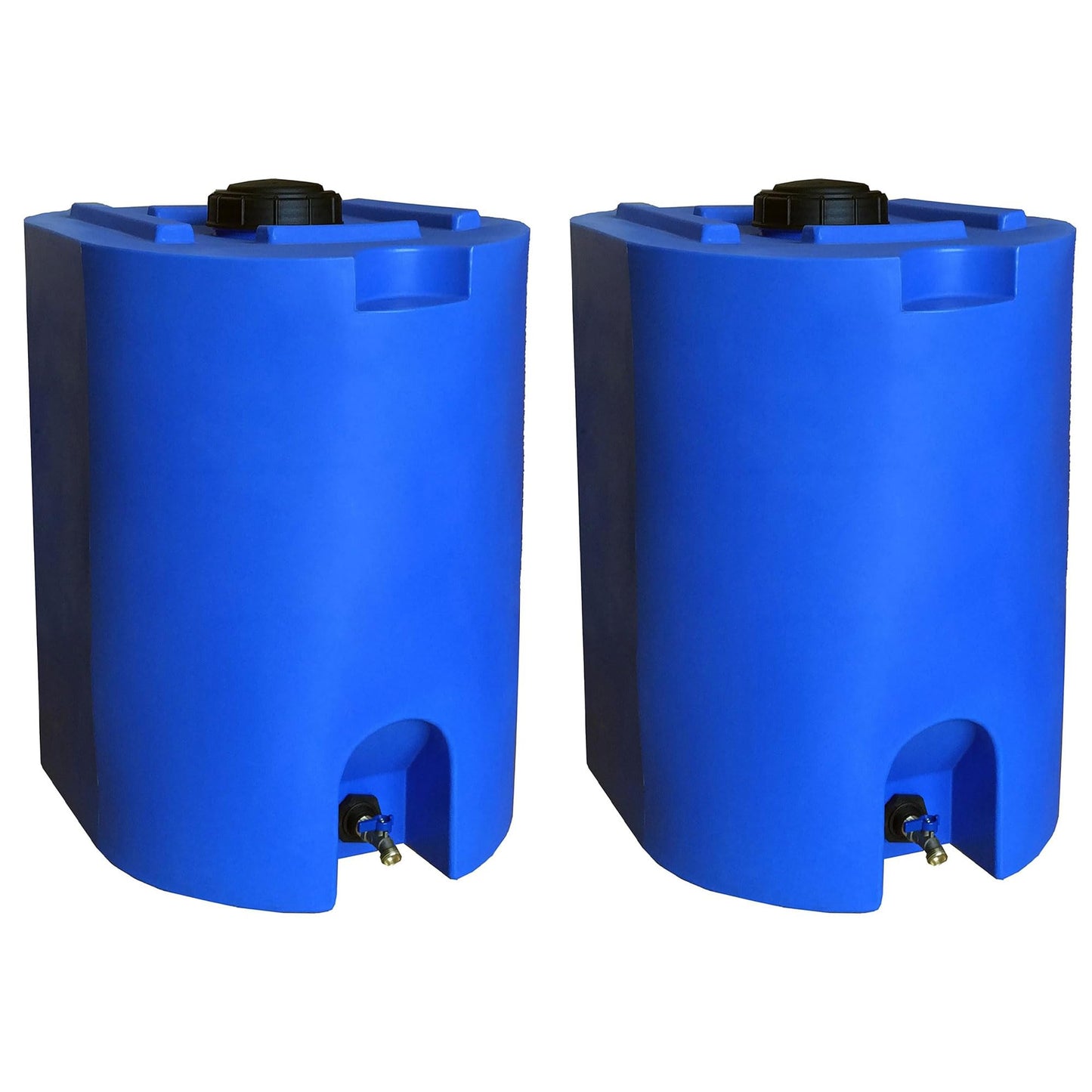 WaterPrepared 2-Pack Stackable Plastic Drinking Water Storage Tank with Spigots, 55 Gallon, Blue - Portable Emergency Hydration Container for Survival or Disaster Preparedness