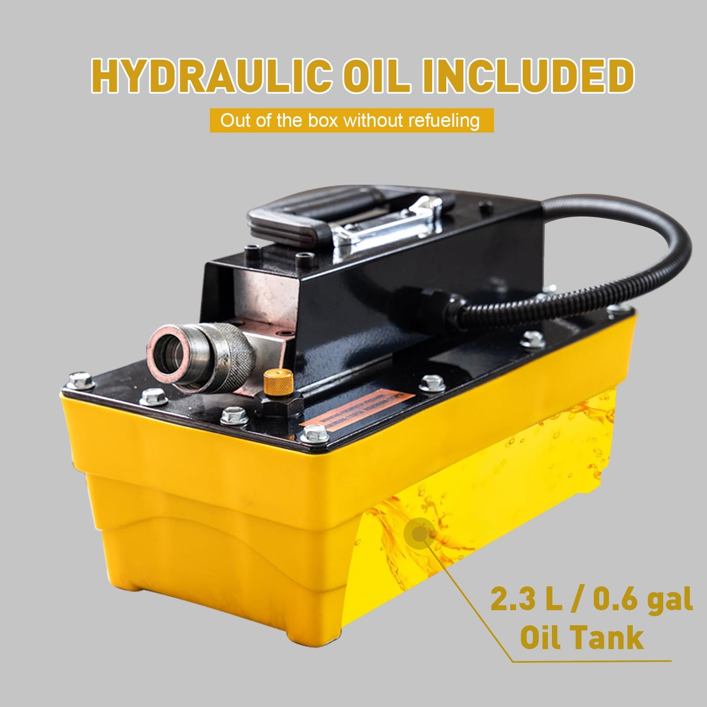 HYDRAULIC PRO 10,000 PSI Air Hydraulic Pump with 9.8 ft Remote Control, 2.3L Reservoir, NPT 3/8" Oil Outlet, NPT 1/4" Inlet, for Auto Body Frame Machines, Hydraulic Press