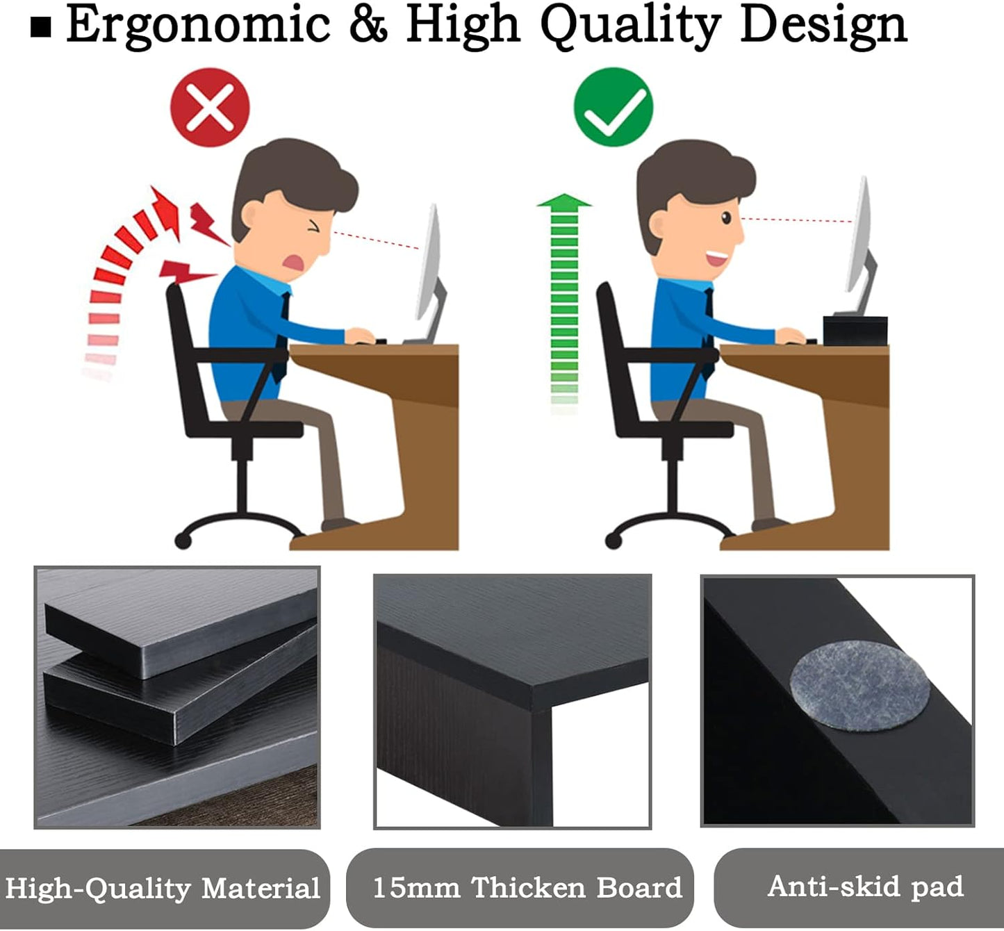 Riser-2 Pack, 2 2 TEAMIX Wood Monitor Stand Tier Adjustable Monitor Stand Dual Monitor Riser for Monitors/Laptop/PC