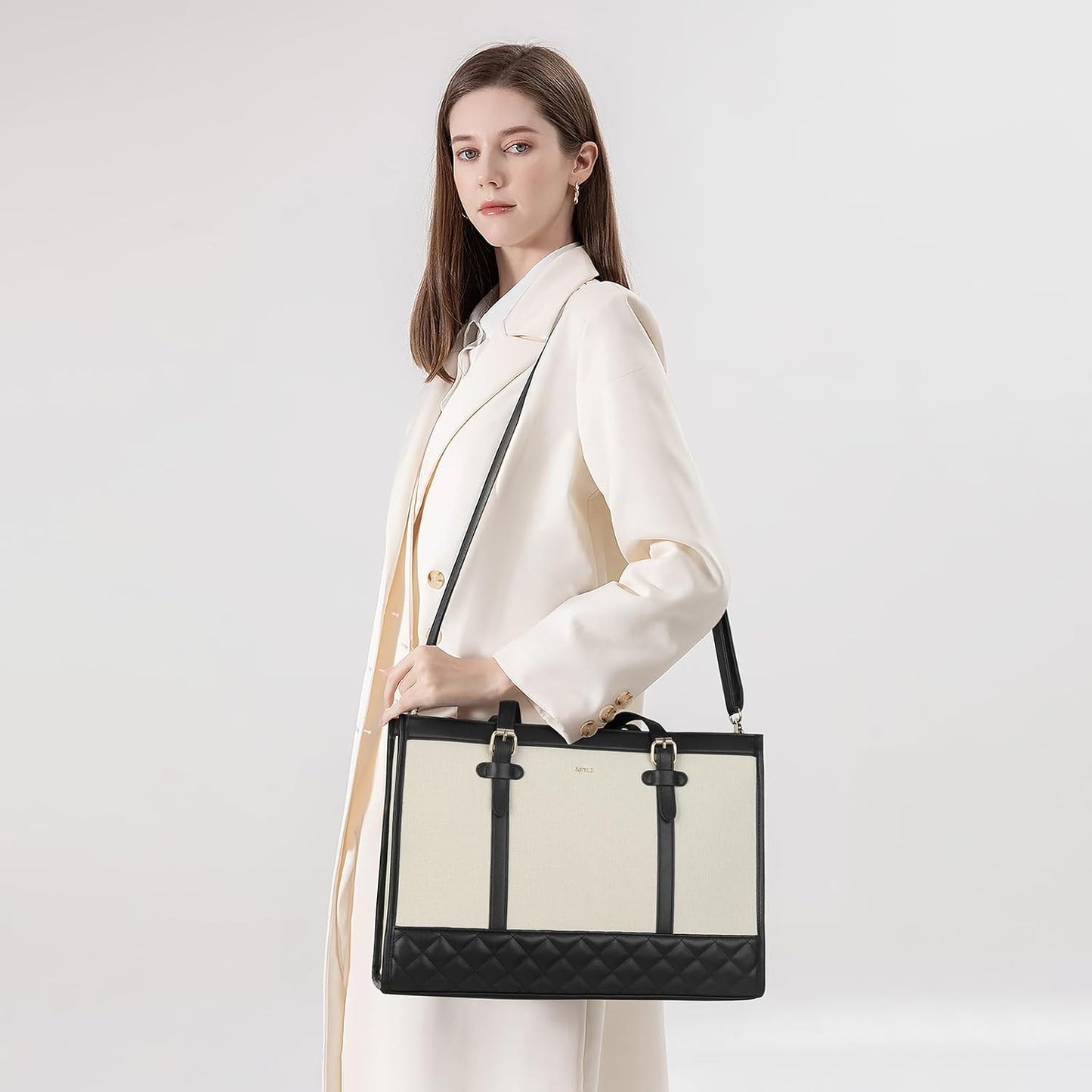 Keyli 3pcs Women,15.6 Inch Laptop Bag for Canvas Tote Bag Work Bags Large Business Computer Briefcase Shoulder Handbag