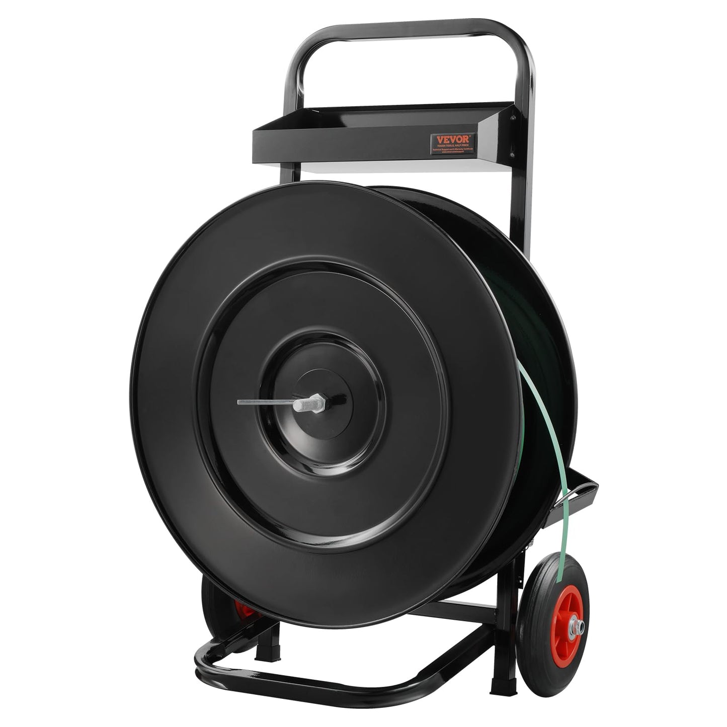 VEVOR Banding Strapping Cart, for PET/PP/Fiber Strapping Coils with 8" or 16" Core Size, Heavy Duty Strapping Dispenser, Equipped with Anti-Retreat Pulleys, Upgrade Brake System, Spacious Tray