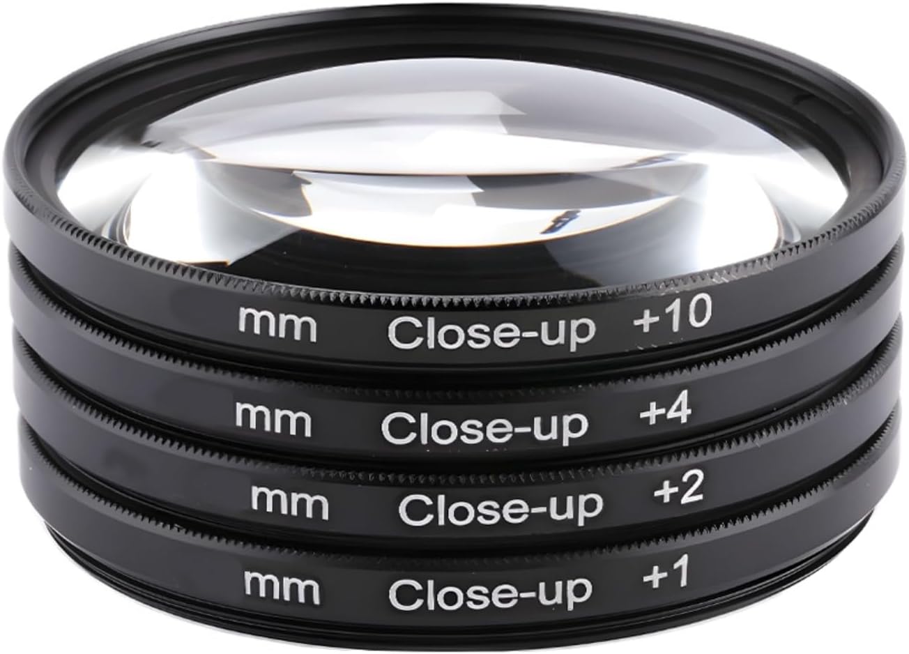 YOFOTIXAUU 82mm 4 (+1 +2 +4 +10) Set, (82mm) Close-Up Lens Filters Kit Pieces Macro Filter Lens Cap & Cleaning Cloth