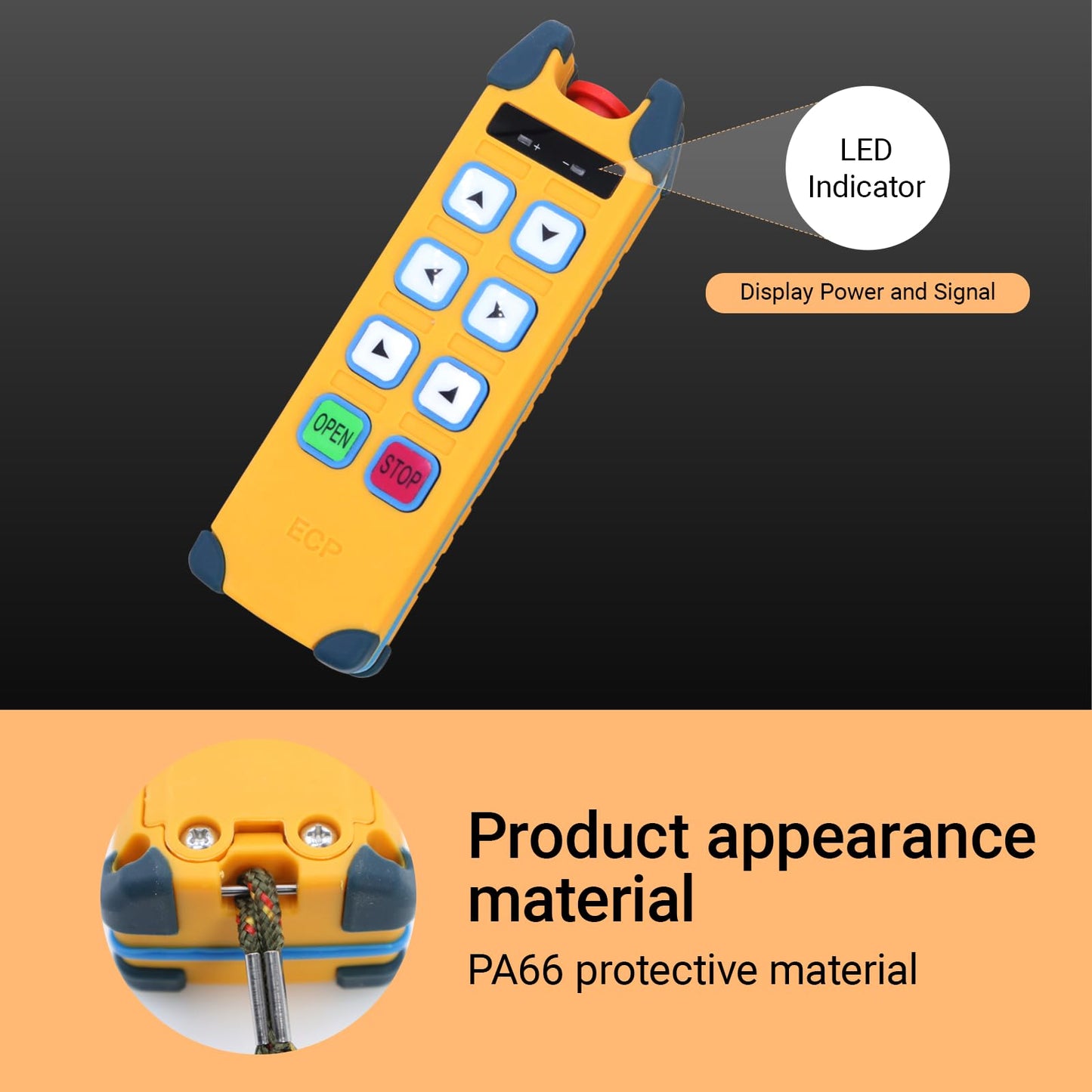 SIFAYUDG Industrial Remote Control ECD-6S Overhead Lifting Wireless Crane Remote Control 6 Buttons 12-440V Electric Hoist Winch Radio Remote Controller (2 Transmitter & 1 Receiver)