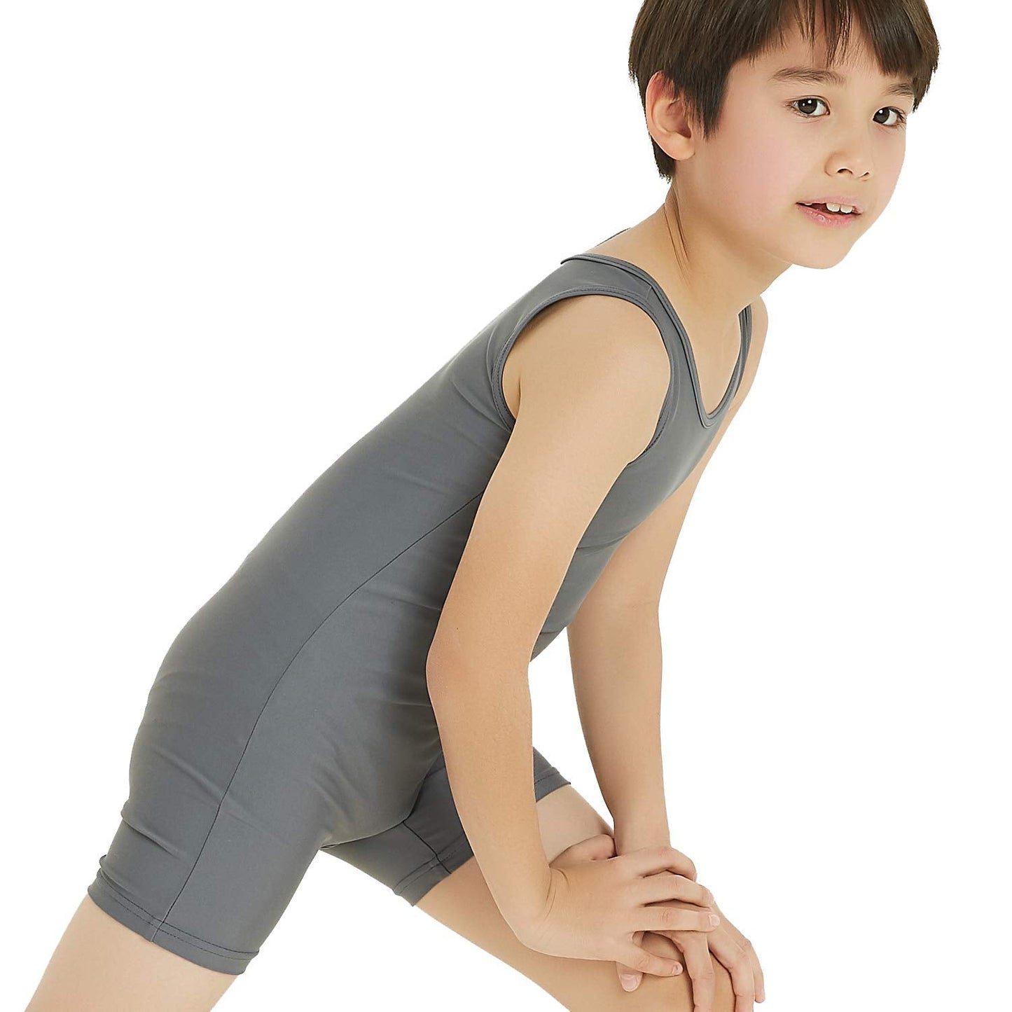 Boy's Gymnastics Unitard Toddler Ballet Dance Practice Atheletic Competition Training Leotard Gray,MC