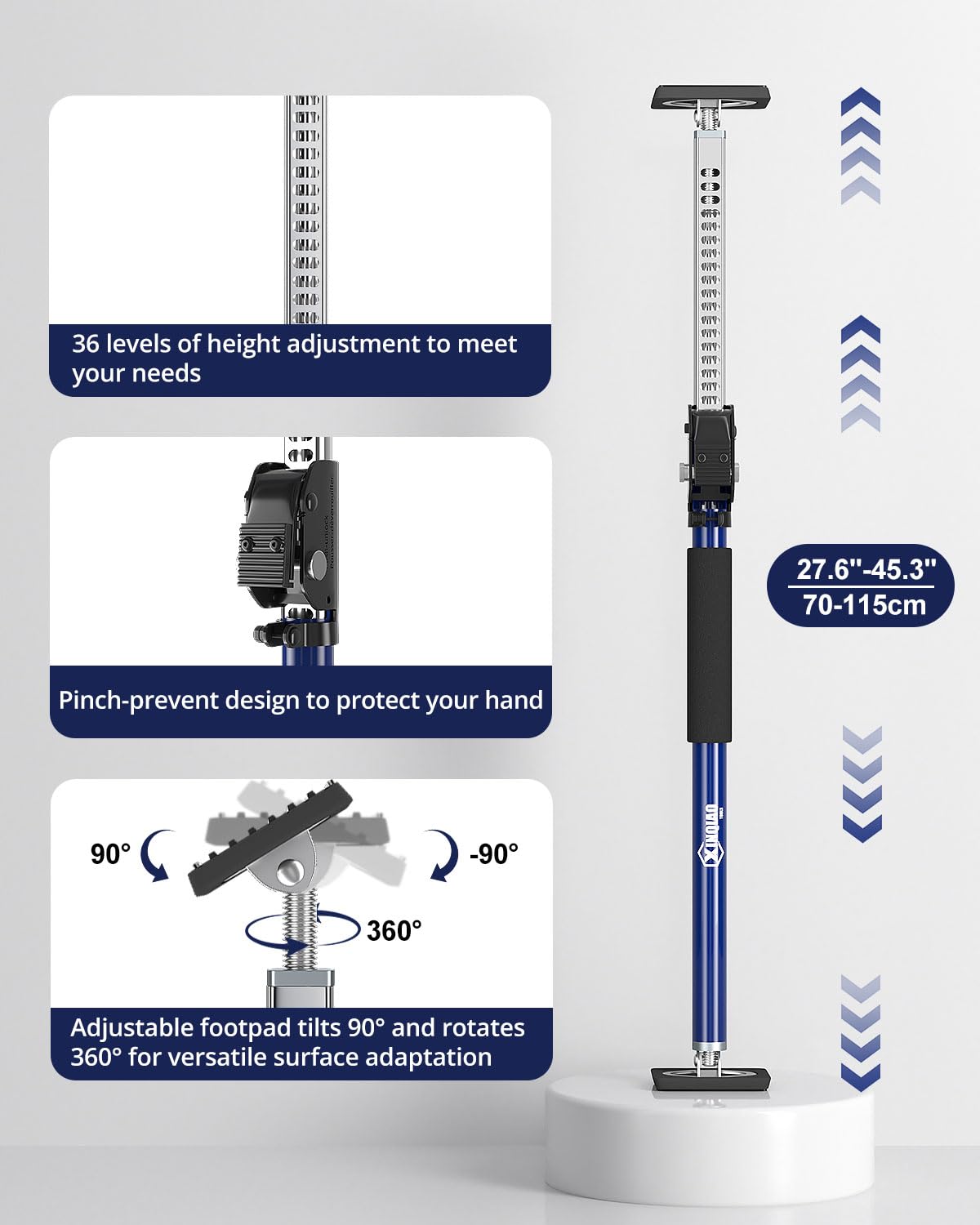 XINQIAO Cabinet Jacks for Installing Cabinets, Heavy Duty Third Hand Support System Adjusts from 27.6 in to 45.3 in, 4 PCS