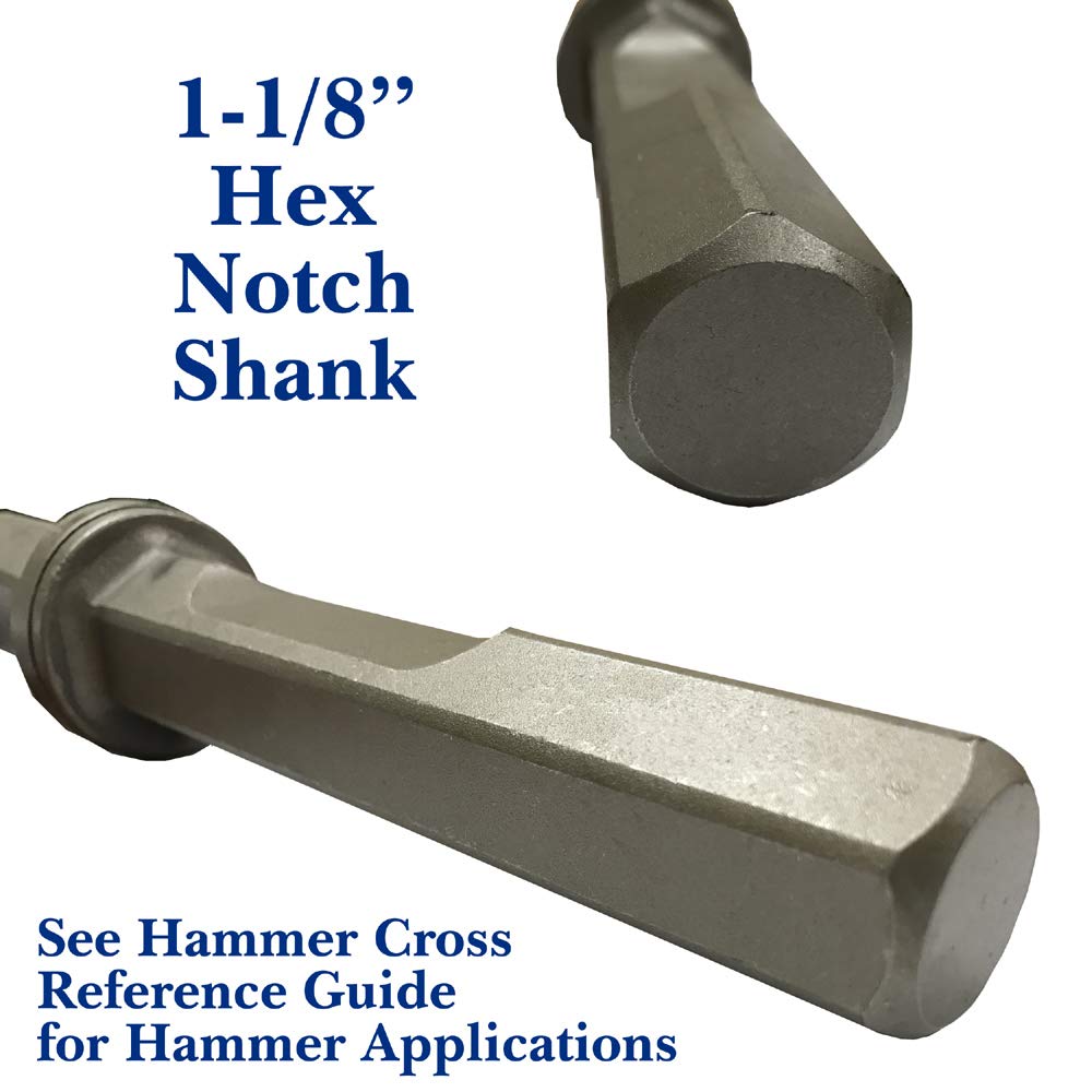 6" Wide 1-1/8" Hex Notch Shank Heavy Duty Floor Scraper System with Replacement Blade Bundle - Champion Chisel - Demolition Hammer Carts