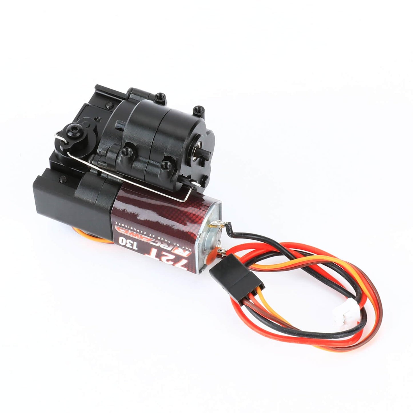 RCAWD SCX24 2 Speed Shifted 72T 130 RC Motor & 10% Torq Upgrade Gearbox Center Transmission Gear Set & Shock Tower Mounts & Slide Pedals for Bronco C10 Deadbolt JLU Gladiator Dodge Power Wagon Black
