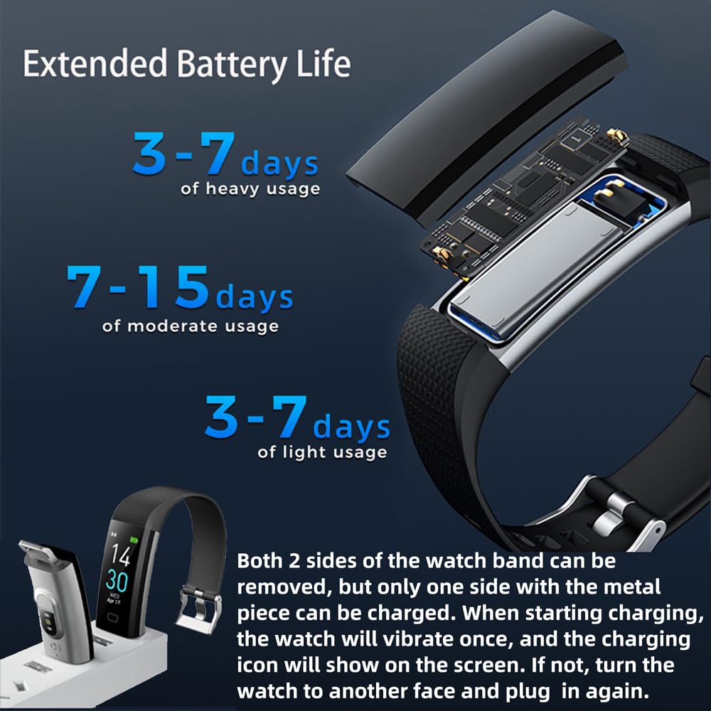 epekops Fitness Tracker with Heart Rate Monitor/Step Counter/Calories, Activity Tracker Smart Watch Slim Smart Bracelet Sleep Monitor, IP68 Waterproof, Pedometer Health Tracker for Man Women