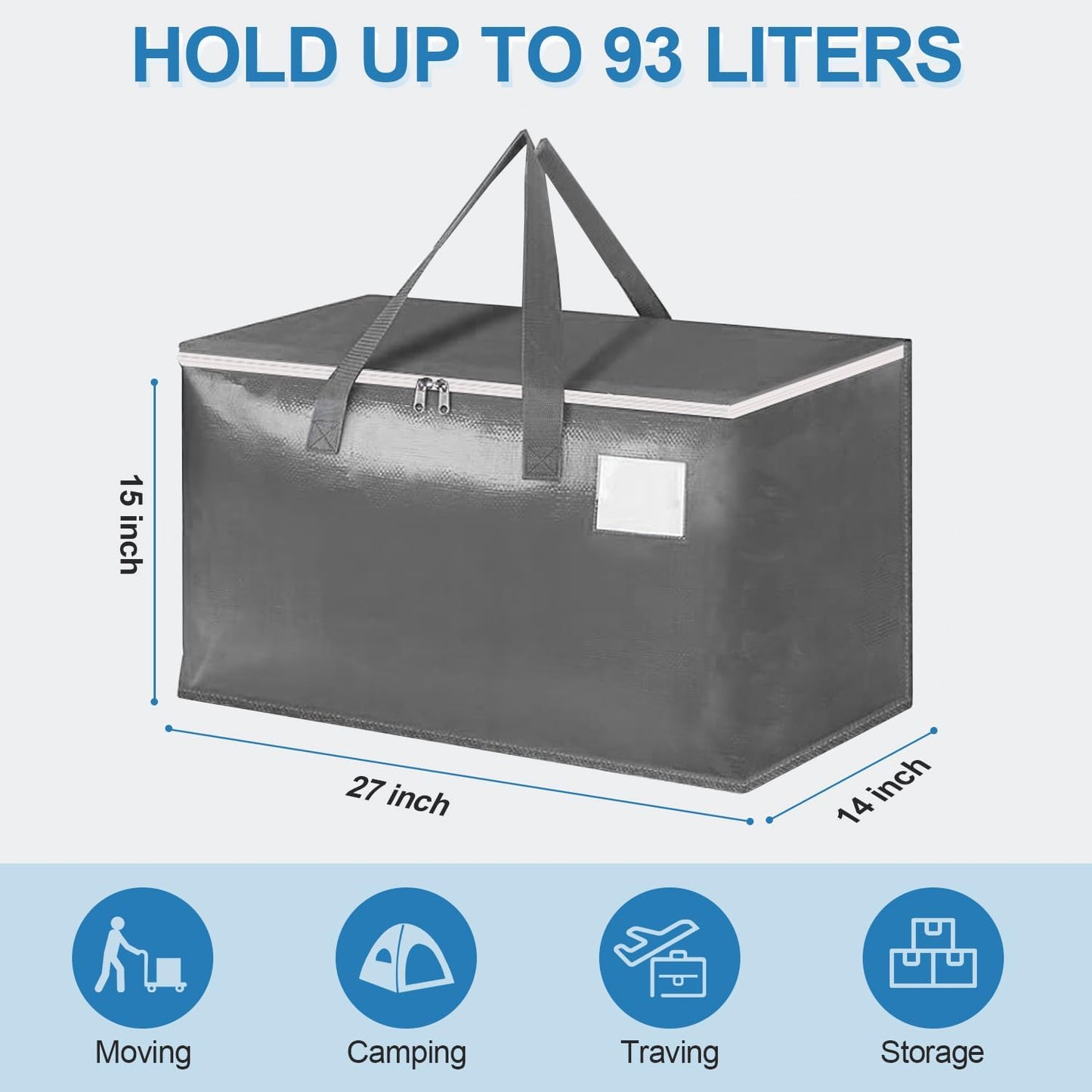 Skiennix Extra Large Moving Bags - 6 Pack Heavy Duty 93L Totes with Strong Zippers & Water-Resistant Design
