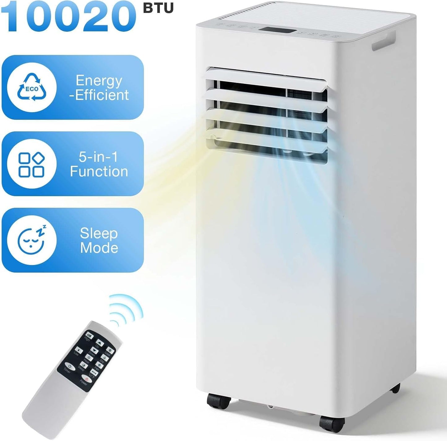 Aoxun 10020 BTU Portable Air Conditioners with Heater, 5-IN-1 Portable AC Unit, Fast Cooling,Heating,Dehumidifier, Fan & 24H Timer Quiet Sleep,Cools Up to 450 Sq.Ft,Remote Control, Window Kits