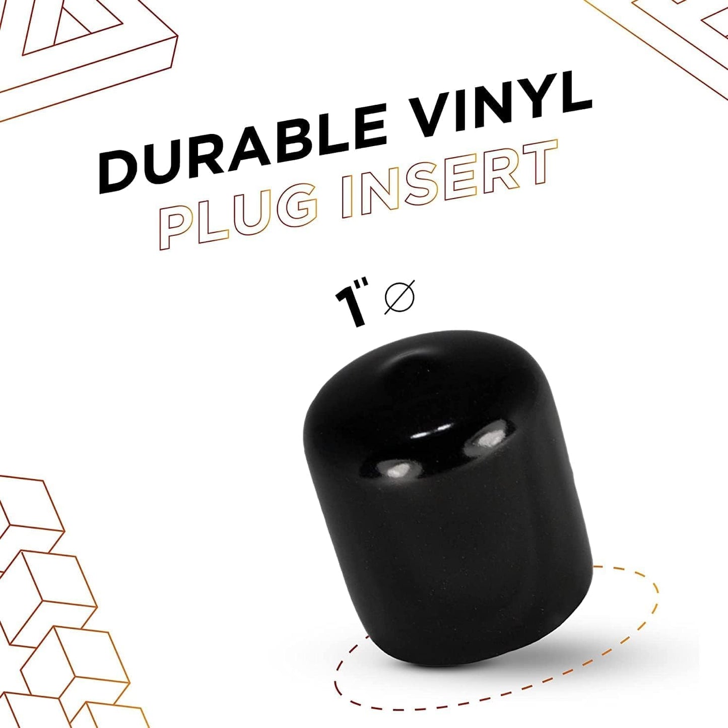 Prescott Plastics 1" (25.4mm) Outer Diameter Flexible Plastic Hole Caps, Round Black Metal Tubing End Caps, Strong Furniture Leg Inserts, Impact & Weather Resistant, Made in The USA - 4 Pack