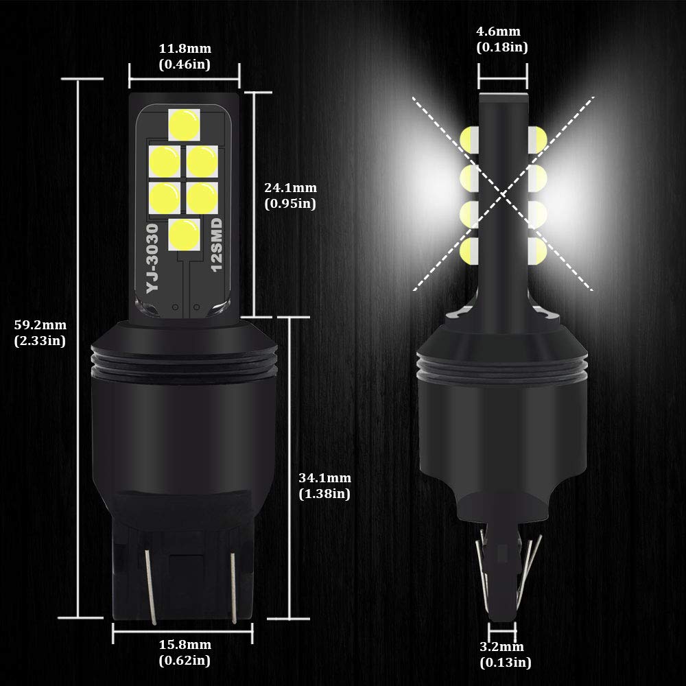 SOCAL-LED LIGHTING White LED Turn Signal Bulb 7443 (T20) Cool White Pack of 2 Plastic