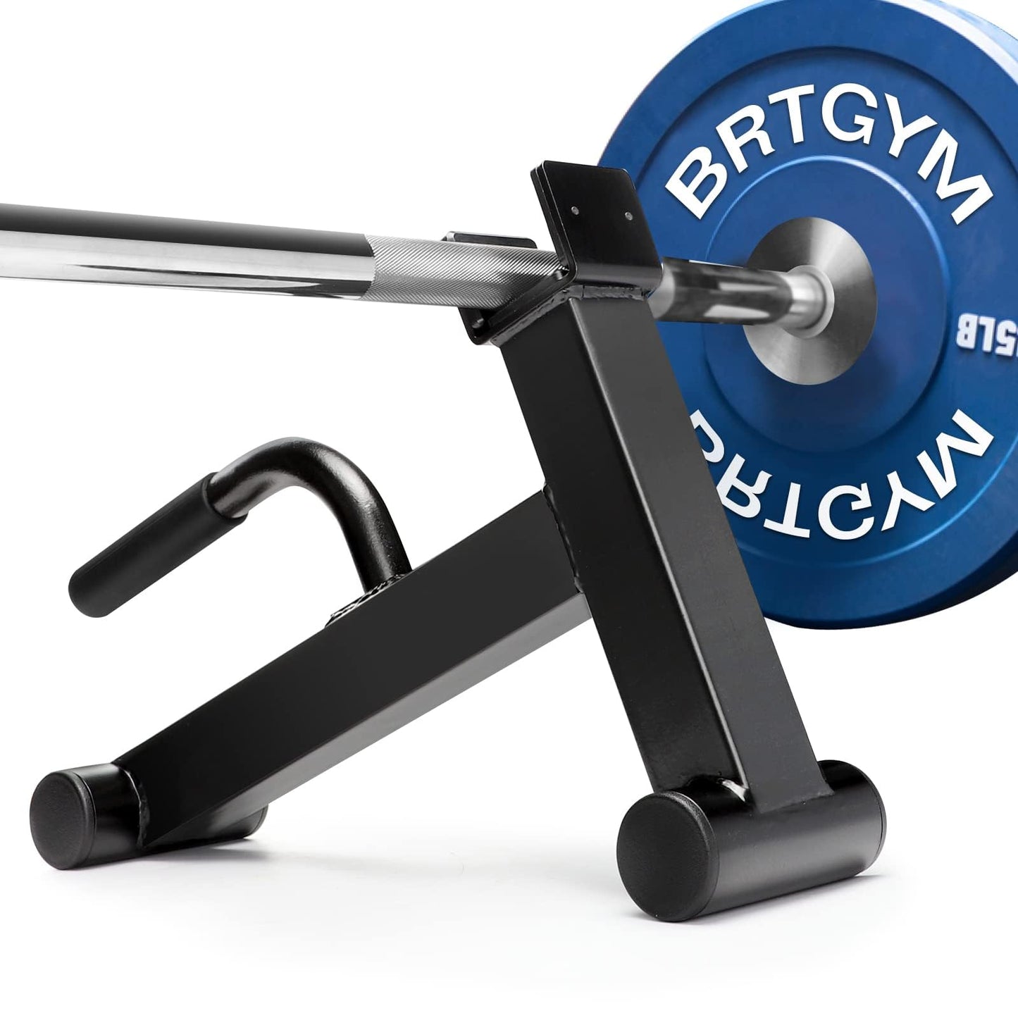 BRTGYM Deadlift Jack Barbell Stand,Carbon Steel Made,Easily Load and Unload 600lb Barbell Plates for Deadlift Exercise, Weight Training, Home Gym (Black Powder Coated)