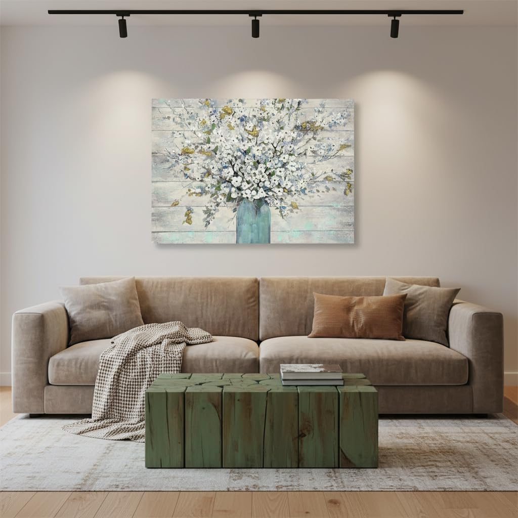 SD SOFT DANCE Abstract Flower Canvas Wall Art - Floral Bouquet in Vase Picture with Gold Foil Accent, Botanical Painting Decor for Living Room Bedroom, Modern Farmhouse Artwork Ready to Hang, 36"x24"