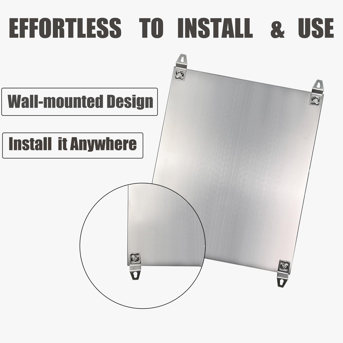 MJ-Box Steel Electrical Enclosure Box 24 x 20 x 10'' 304 Stainless Steel Electrical Enclosure IP66 Waterproof & Dustproof Outdoor/Indoor NEMA 4X Stainless Steel Enclosure