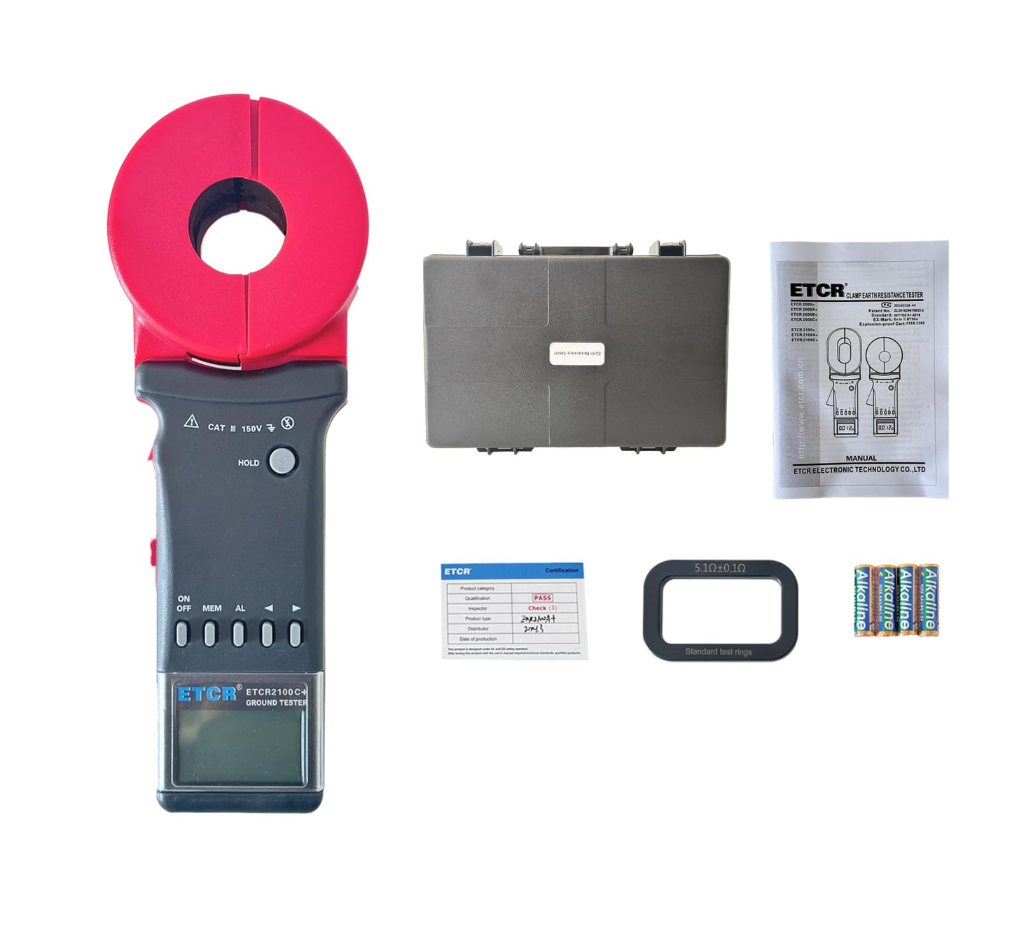 ET2100C+ Ground Resistance Meter Earth Resistance Tester Clamp Earth Resistance Measurement 0.010Ω~1200Ω 0.00mA~20.0A Double Insulation