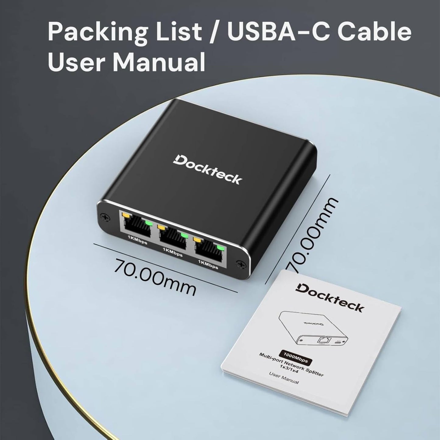 dockteck 1 3 1000Mbps, 1 3 RJ45 Cat5/5e/6/7/8 Ethernet Splitter to Internet Cable Splitter in Out High Speed Switch